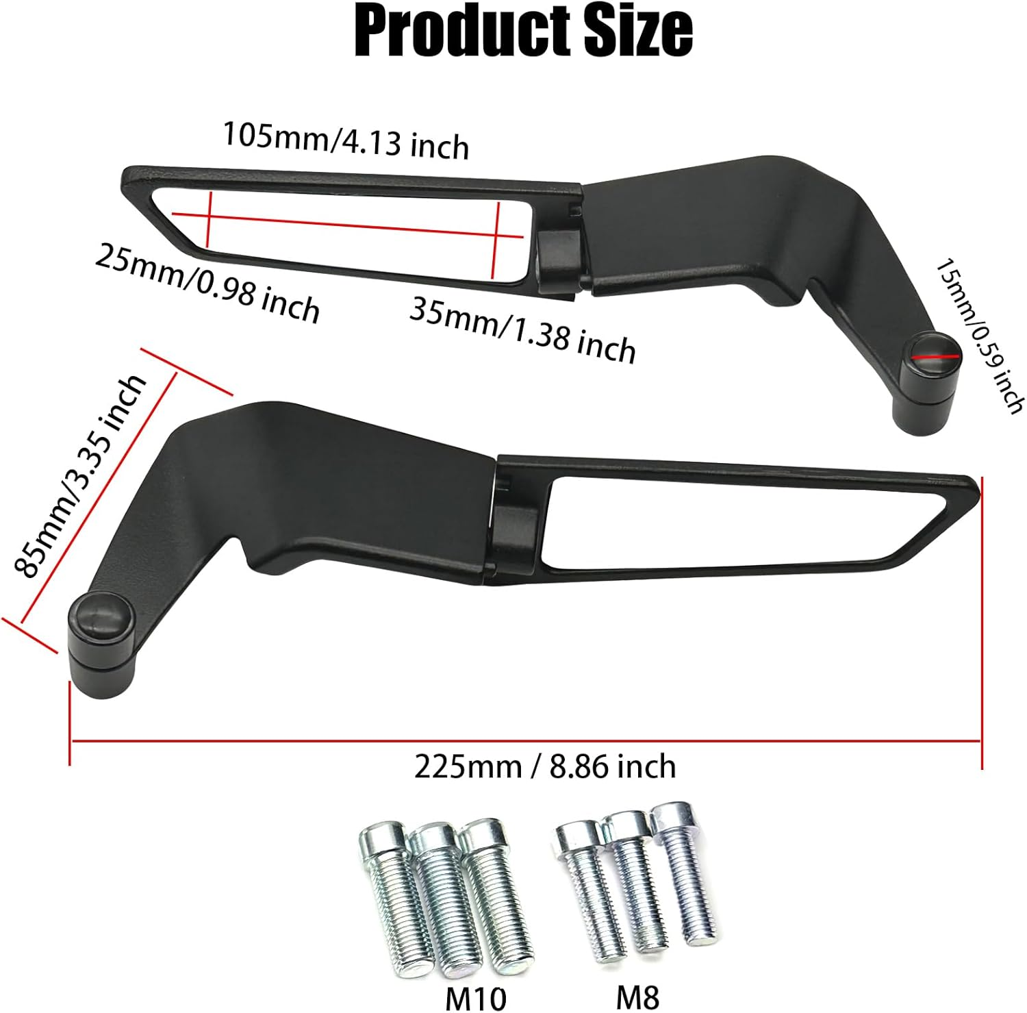 Motorcycle Mirrors Stealth Wind Wing Side Rearview Mirrors Compatible with Ducati Monster 937 Monster 950 SP 1200 Streetfighter V4 S V2 Hypermotard 950 698 1100 Multistrada 1200 V2 V4 image number 4