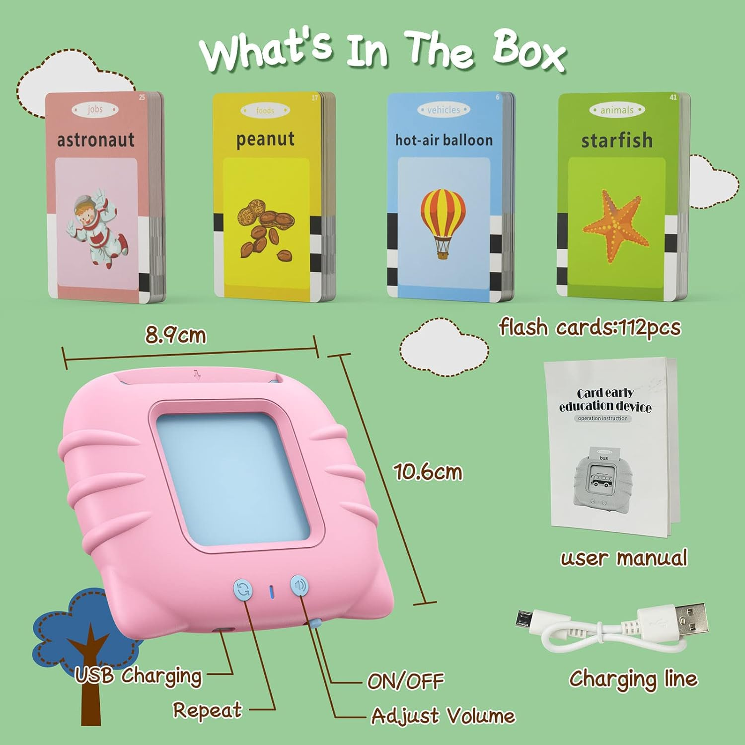 Zspeed Flash Cards Learning Toys, Audible Educational Toys Sight Cards for Toddlers Gift, Kids Word Card with Reading Function, Toddler Toys for 1-6 Years Old Boys and Girls image number 1