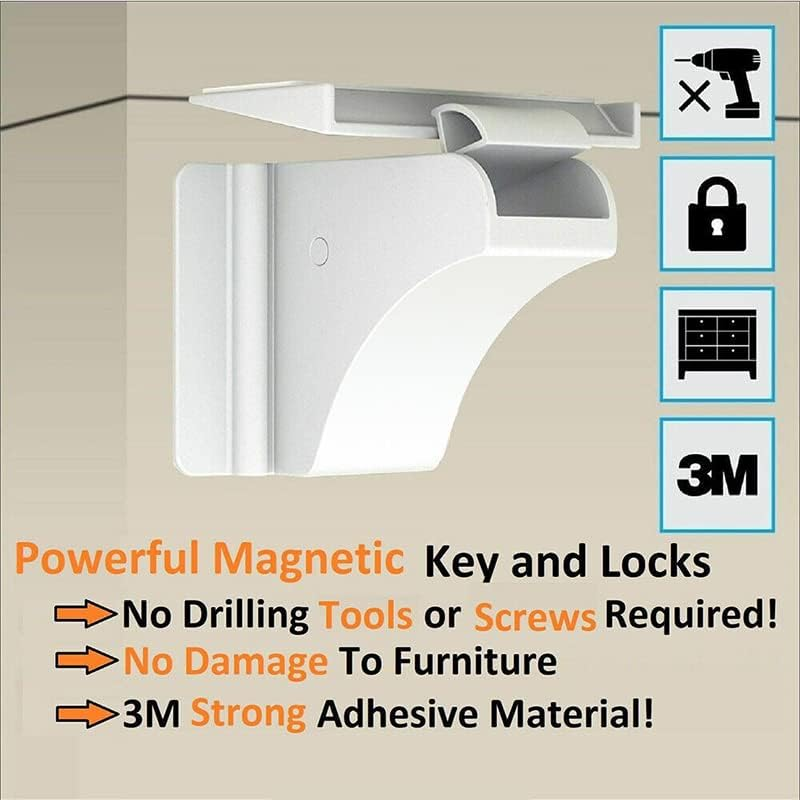 AIMALL 30-Pack Invisible Magnetic No Drilling Cabinet Drawer Cupboard Safety Proofing Lock Baby Kids Safety Locks No Screws or Drilling, Includes Locks, Keys, and Adapter image number 6