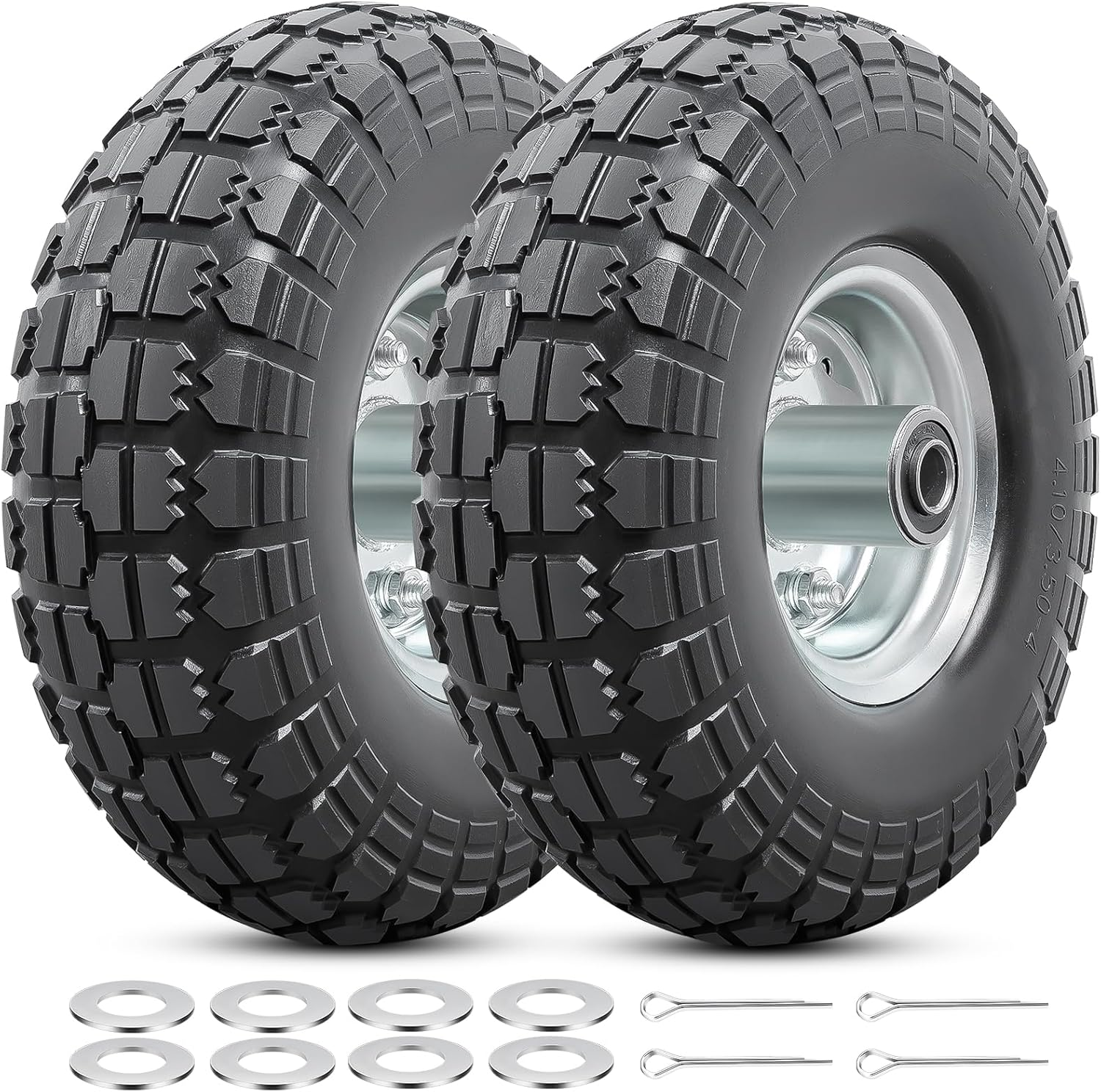 Paowin 2 Pcs,4.10-4 Tire,3.50-4 Tyre,4.10/3.50-4 Tires,Compatible with 4.10-4 3.50-4 Hand Truck/Wheelbarrow/Lawn Mower Tire,Pt-044 image number 2