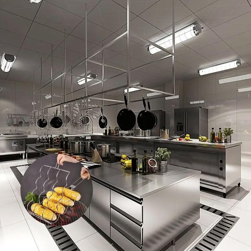 AIMALL Electroplated Folding Corn Grill Clip, Anti-Scald Handle BBQ Tool for Outdoor Cooking, Household Corn Holder