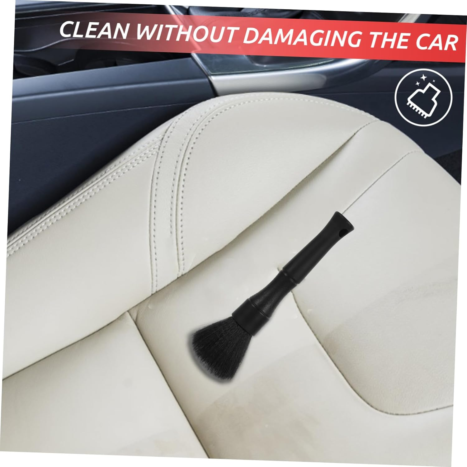 Zerodeko 2Pcs Car Detail Brush Set Interior Cleaning Automotive Detailing Kit Detailing Brushes for Dashboard Vent Wheels Engine Vehicle Supplies