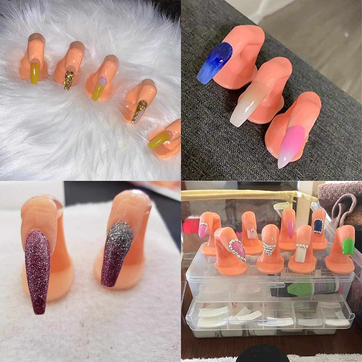 60 Pack Practice Fingers, DIY Nail Art Training Fingers, Nail Decoration Training Fingers for Beginners, Lovers and Salon Artists