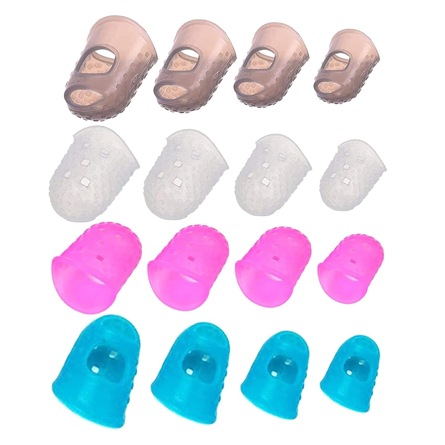 16Pcs Guitar Silicone Finger Protector,Color Fingertip Protection Covers Caps in 4 Sizes and 4 Colors for Beginner Playing Ukulele Electric Guitar image number 3