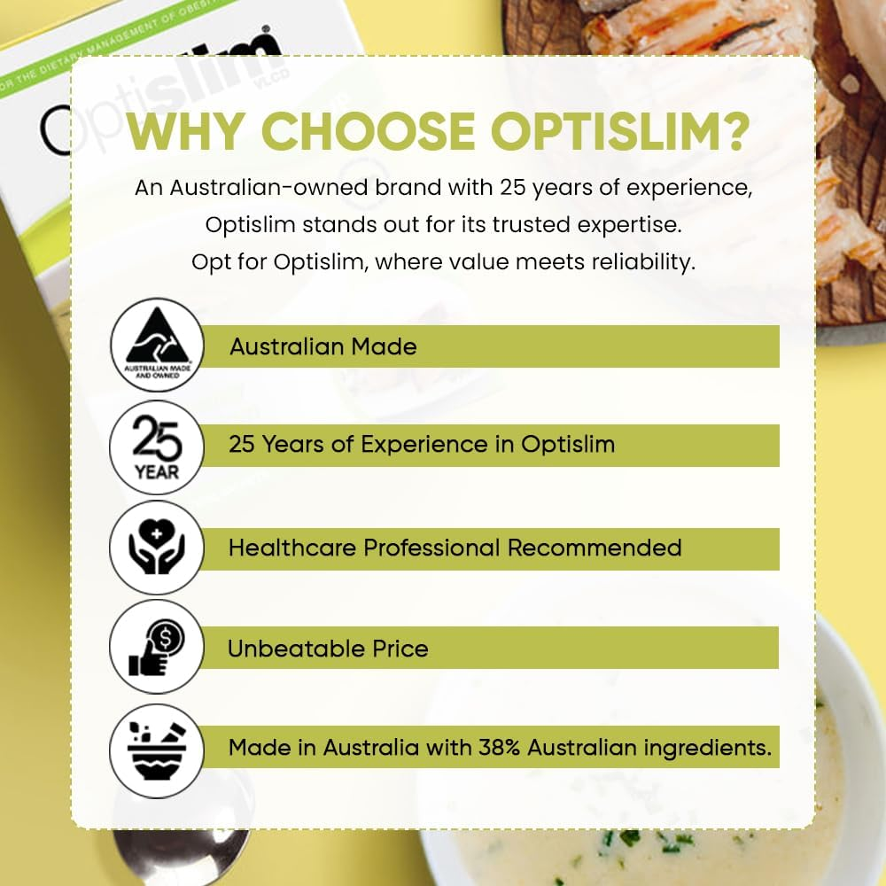 Optislim VLCD Soup - High Pure Protein, Low Carb Healthy Diet Soup Powder, High Calcium, Gluten Free, with 25 Vitamins and Minerals - 7 X 55G - Creamy Chicken image number 6