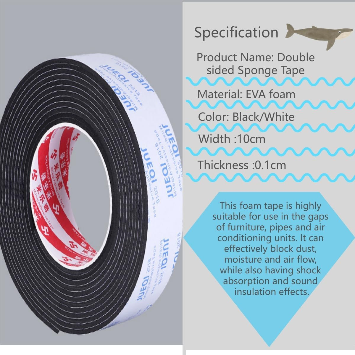 2 Pack Sealing Foam Tape, Single Sided Adhesive Door Window Seal Strip for Insulation,Draft Stopper, Soundproofing, Dust and Air Block (Black) &ndash; 42Cm X 10Mm X 1Mm image number 3