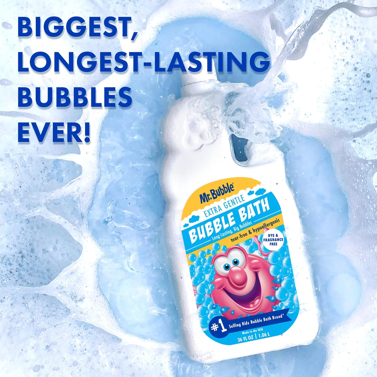 Mr. Bubble Extra Gentle Bubble Bath - Hypoallergenic, Tear Free Bubble Bath Solution Perfect for Sensitive Skin (Pack of 2 Bottles, 36 Fl Oz Each) image number 2