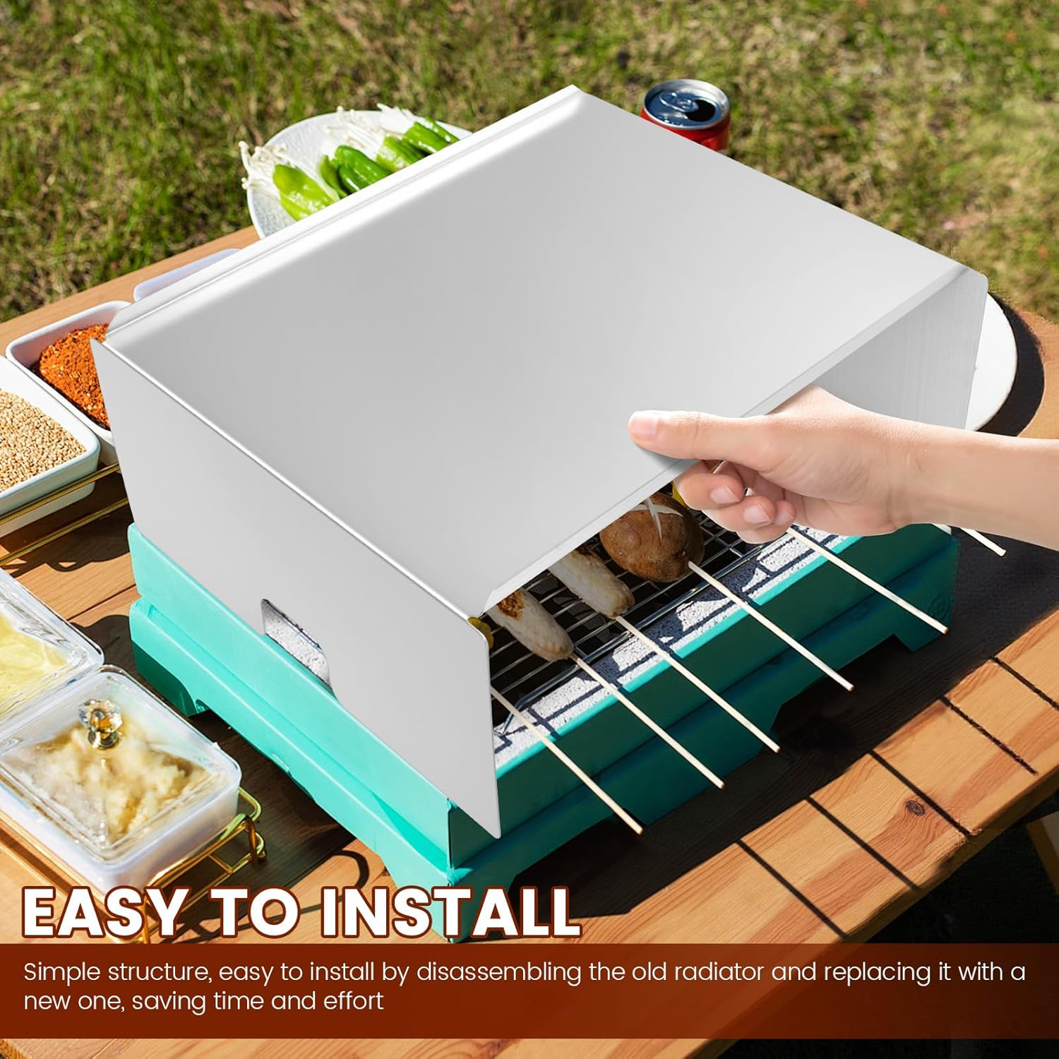 Heavy Duty Stainless Steel Heat Deflector for Grills Smokers Energy Saving Heat Baffle Diffuser Extends Burn Time for Outdoor Fire Pits(Silver) image number 6