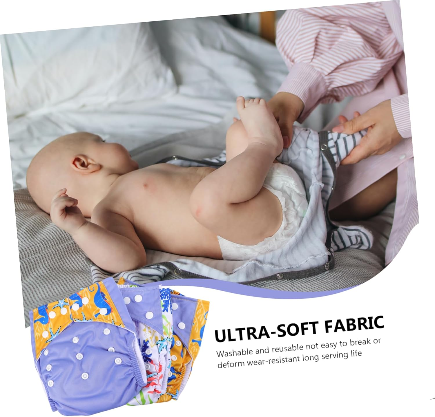 3Pcs Cloth Diapers for Boys Girls Absorbent Diaper Pants Soft Elastic Closure Comfortable for Birthday