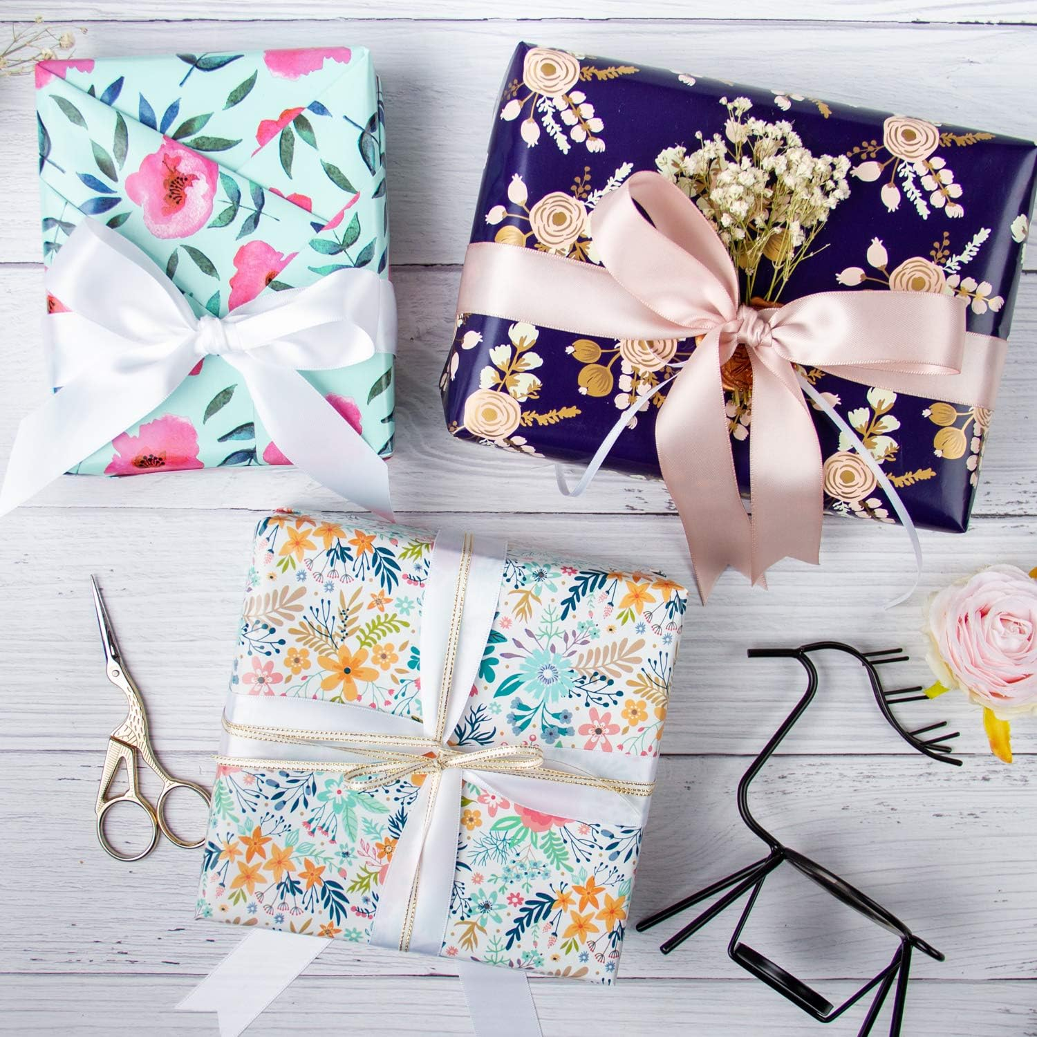 WRAPAHOLIC Wrapping Paper Roll - Mini Roll - 17 Inch X 33 Feet - Floral Design for Mother'S Day, Birthday, Wedding, Baby Shower Yellow BZP-17-JD-FLOY ,1 ,1.0 Count image number 5