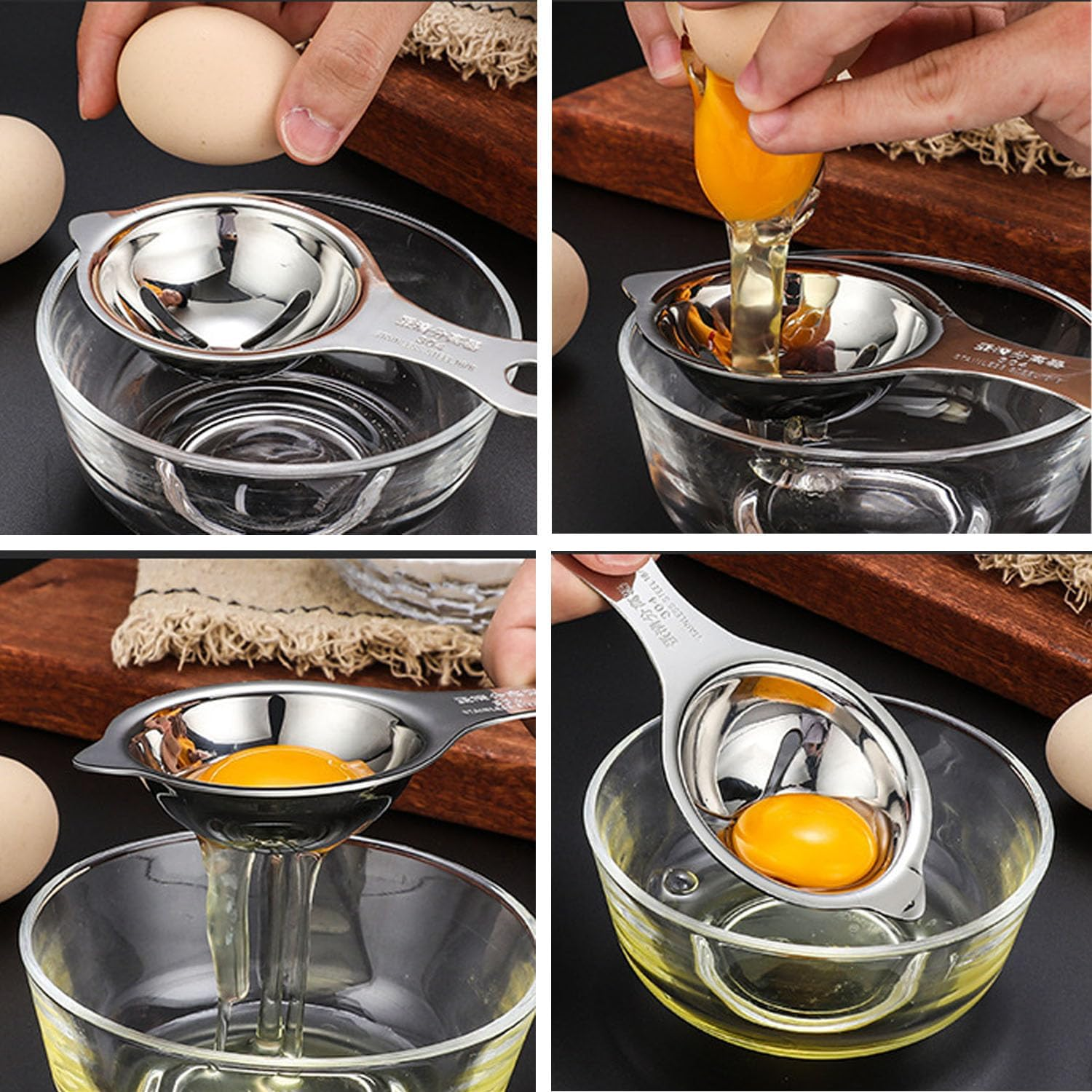Egg Separator Egg Yolk 2 PCS, Stainless Steel Egg Yolk White Filter image number 3