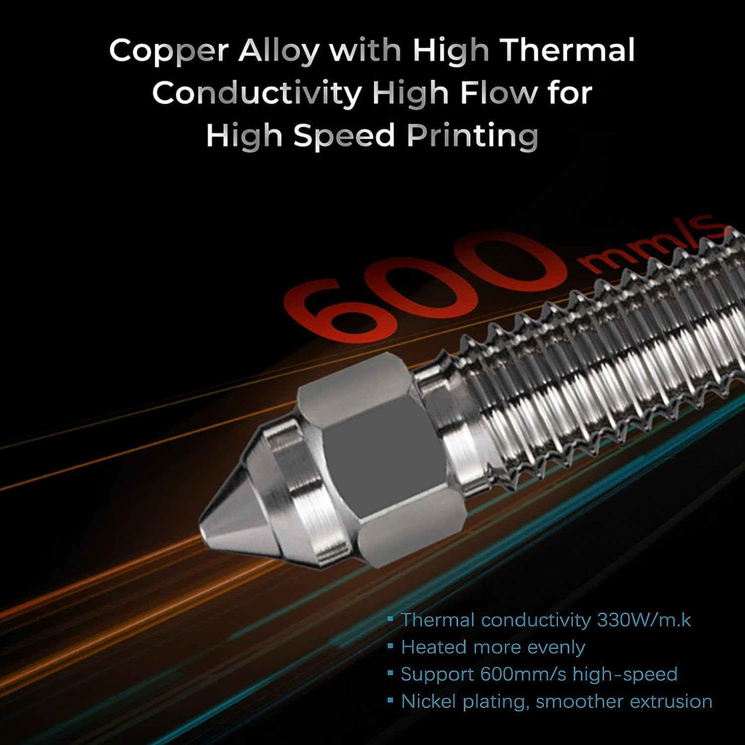 LEOWAY 3D Printer K1 Nozzle Kit, High Flow High-Temperature Resistance 3D Printer Copper Alloy Nozzle Kit for K1, K1 Max（0.6Mm, 0.8Mm） image number 4