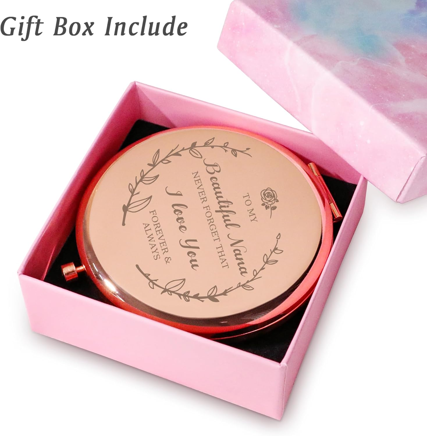 Aunt Gift from Niece Nephew, Personalised Sentimental Compact Mirror for Auntie, Custom Small Mirror for Christmas, Secret Santa, Stocking Filler, Birthday image number 5