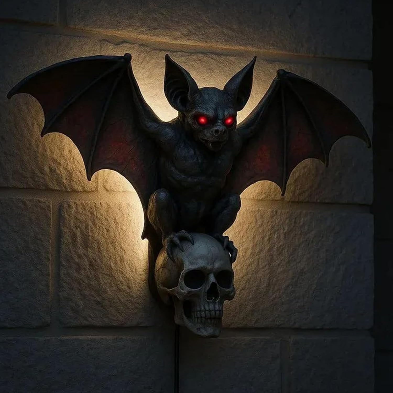 Zunetsutock Sinister Halloween Lighting - Scary Skeleton Head Bat Night Atmosphere Wall Lamp for Room Games Bedroom Bar Living Room Party Home Atmosphere Horror image number 1
