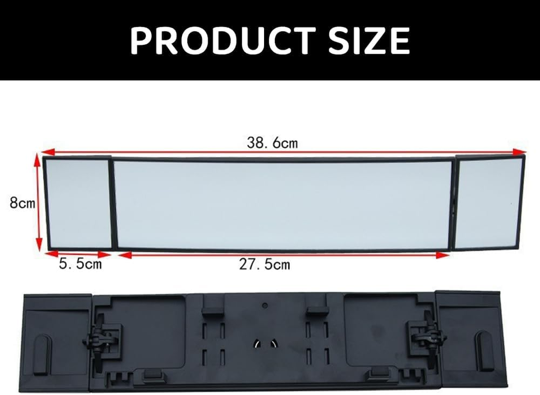 Car Tri-Fold Wide Angle Blind Spot Rearview Mirror &ndash; Foldable 3-Sided Interior Panoramic Anti-Glare Clip-On Mirror for Cars, Suvs, Trucks, Universal Fit image number 1