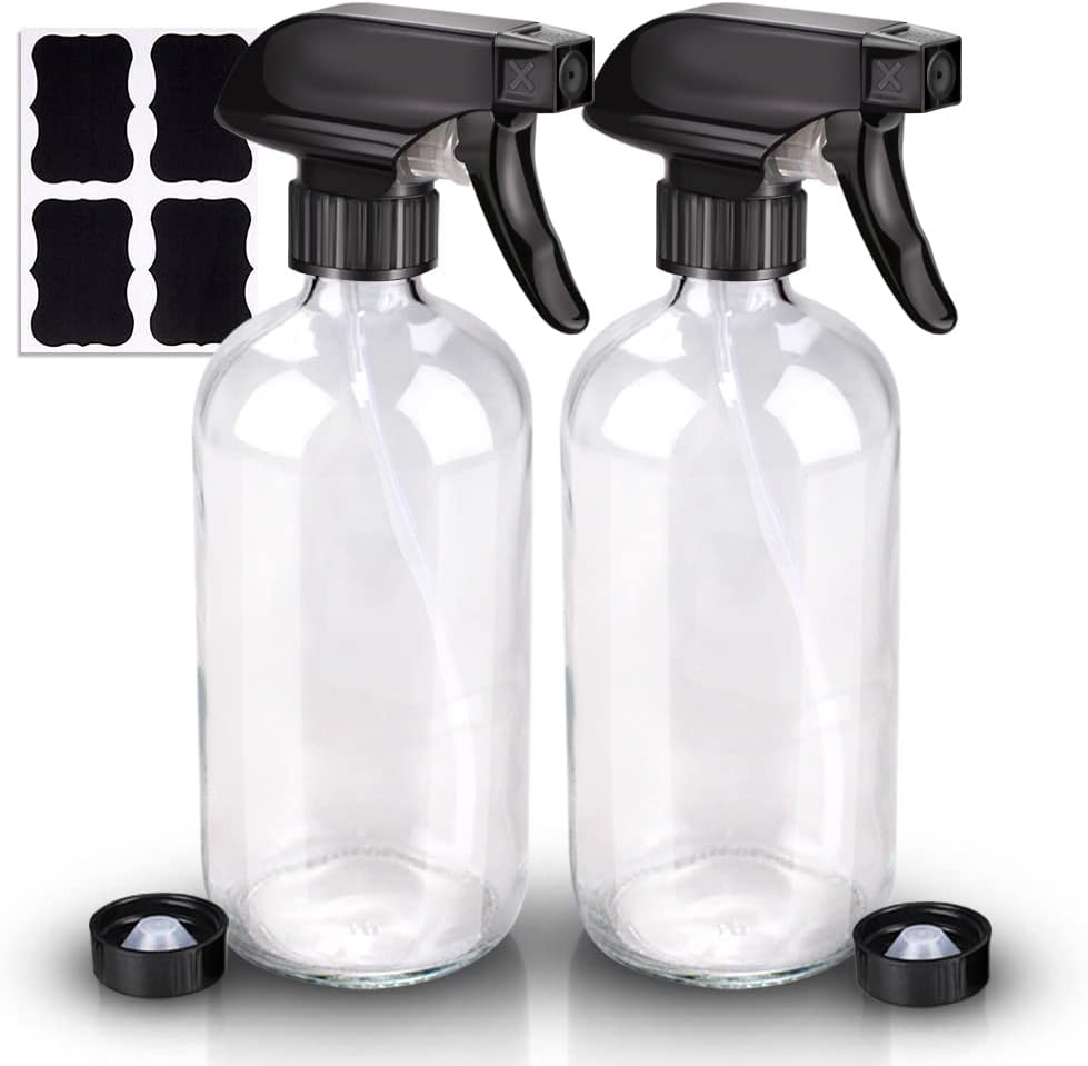 Wedama Glass Spray Bottle, 2 Pack Blue 16 Oz Glass Spray Bottles for Cleaning Solutions and Essential Oils, Refillable Empty Spray Bottle with Adjustable Nozzles for Alcohol, Plant and Hair Care image number 5