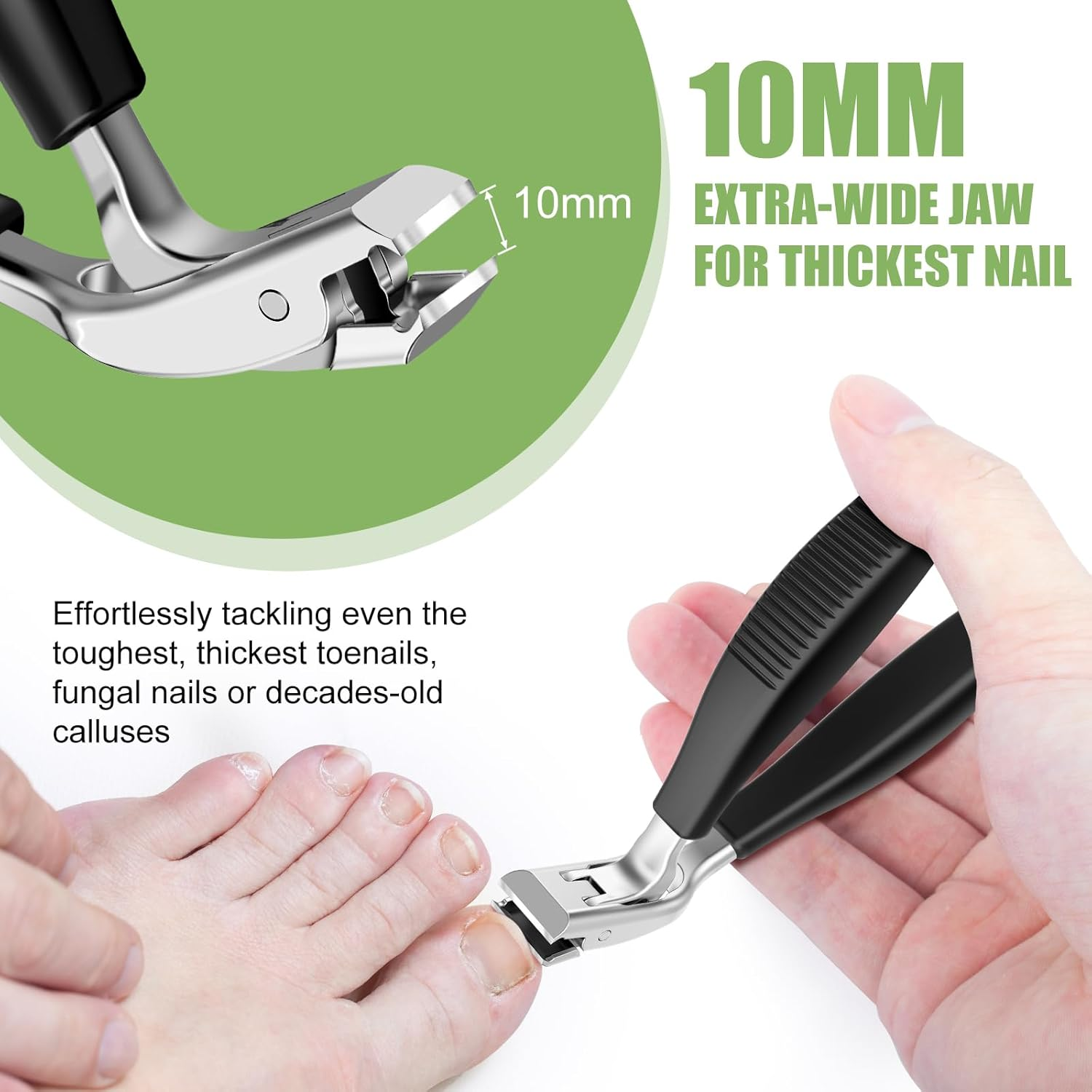 Toenail Clippers for Seniors Thick Toenails, 2025 Upgrade Straight Angled Head Large Toe Nail Clippers for Men, Sharp Heavy Duty Nail Cutter with Catcher ABS Long Handle image number 3