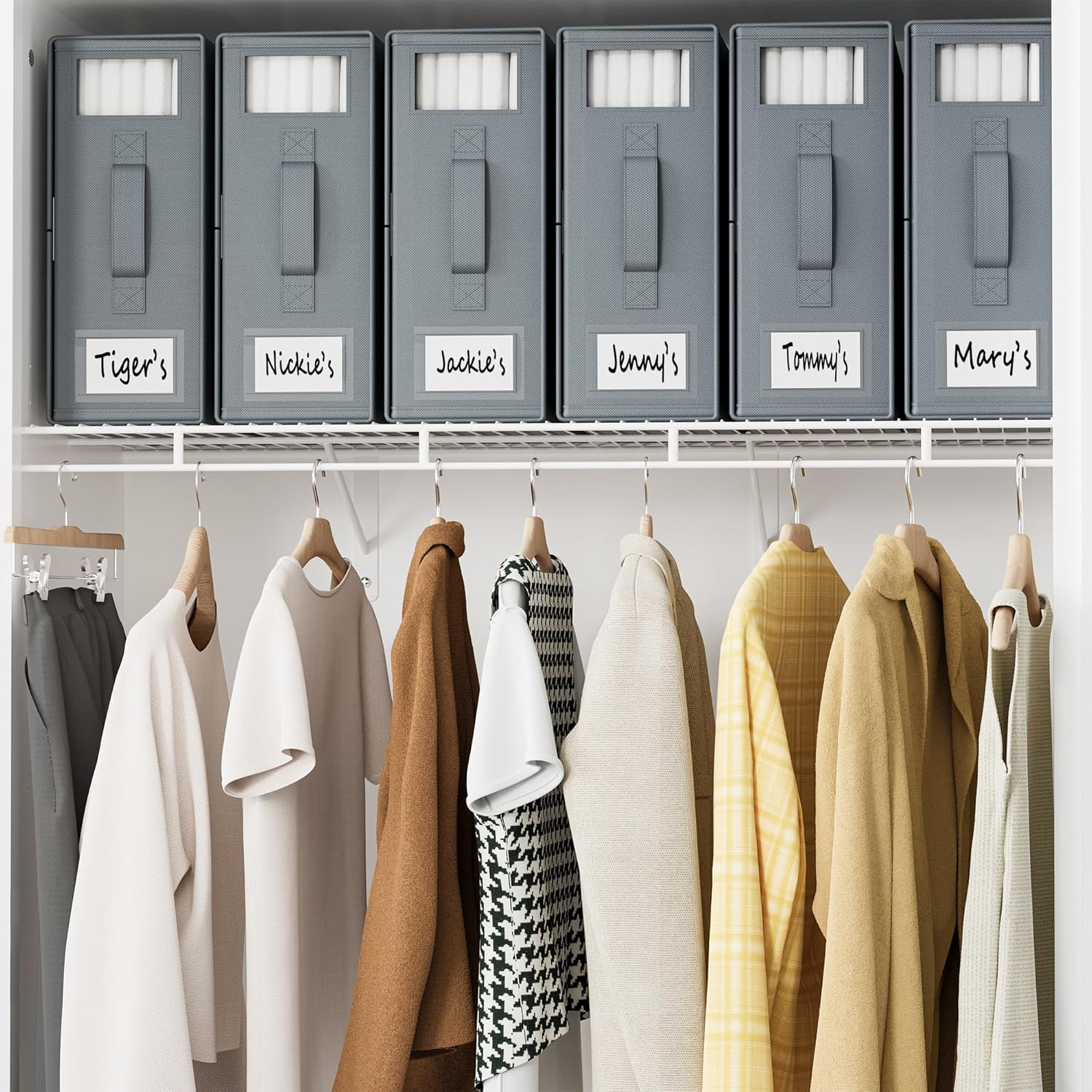 Sheetcube Bed Sheet Organizers and Storage 6 Pack, Foldable Linen Closet Organizer with Window and Label, Bedding Folder Storage Box Container for Blanket, Duvet Cover Set, Bed Sheet Set - Grey image number 6