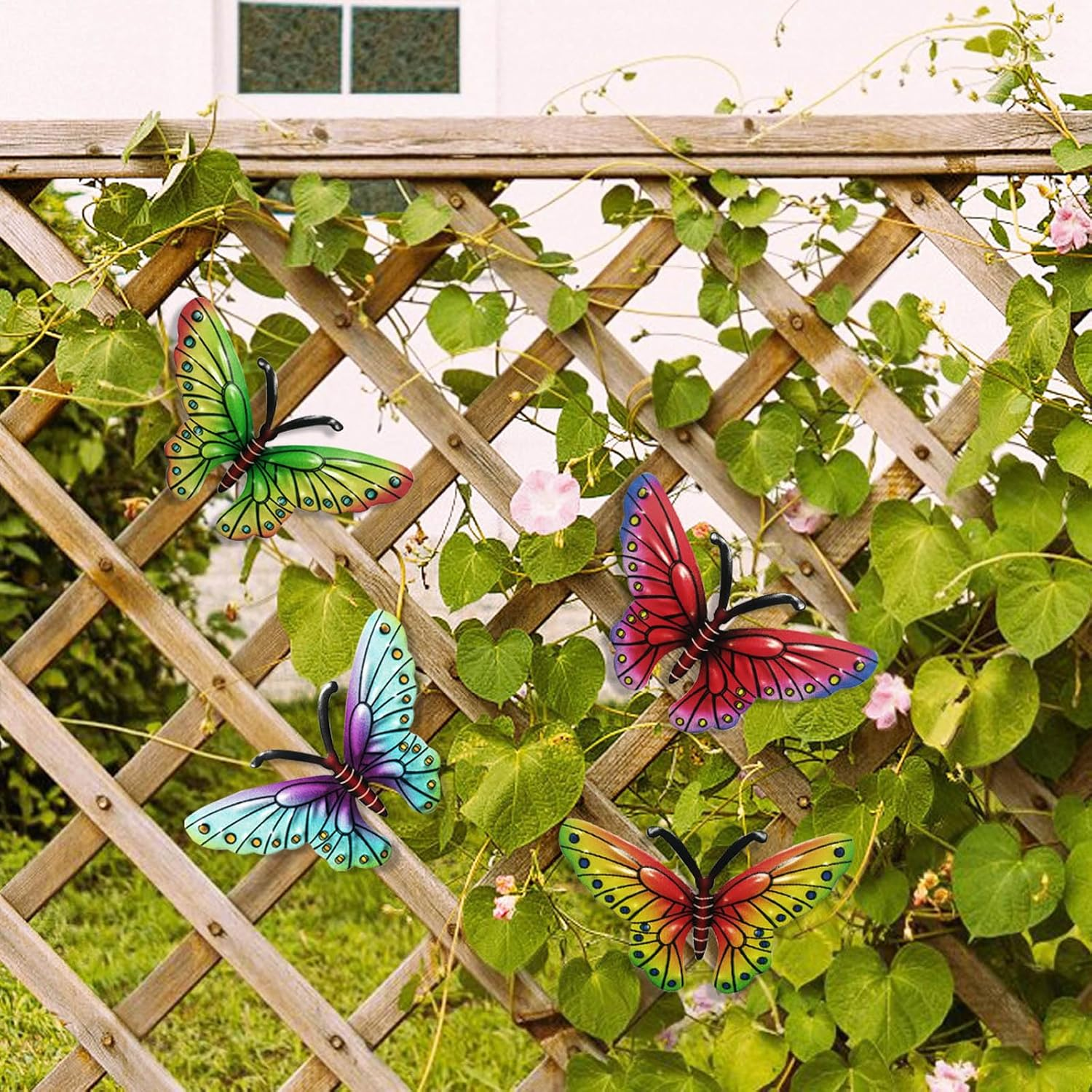 Chihutown 4 Pieces Metal Butterfly Wall Decor, Garden Hanging Decoration, Wall Art for Indoor or Outdoor, Patio and Yard Decorations - 4 Colors image number 6
