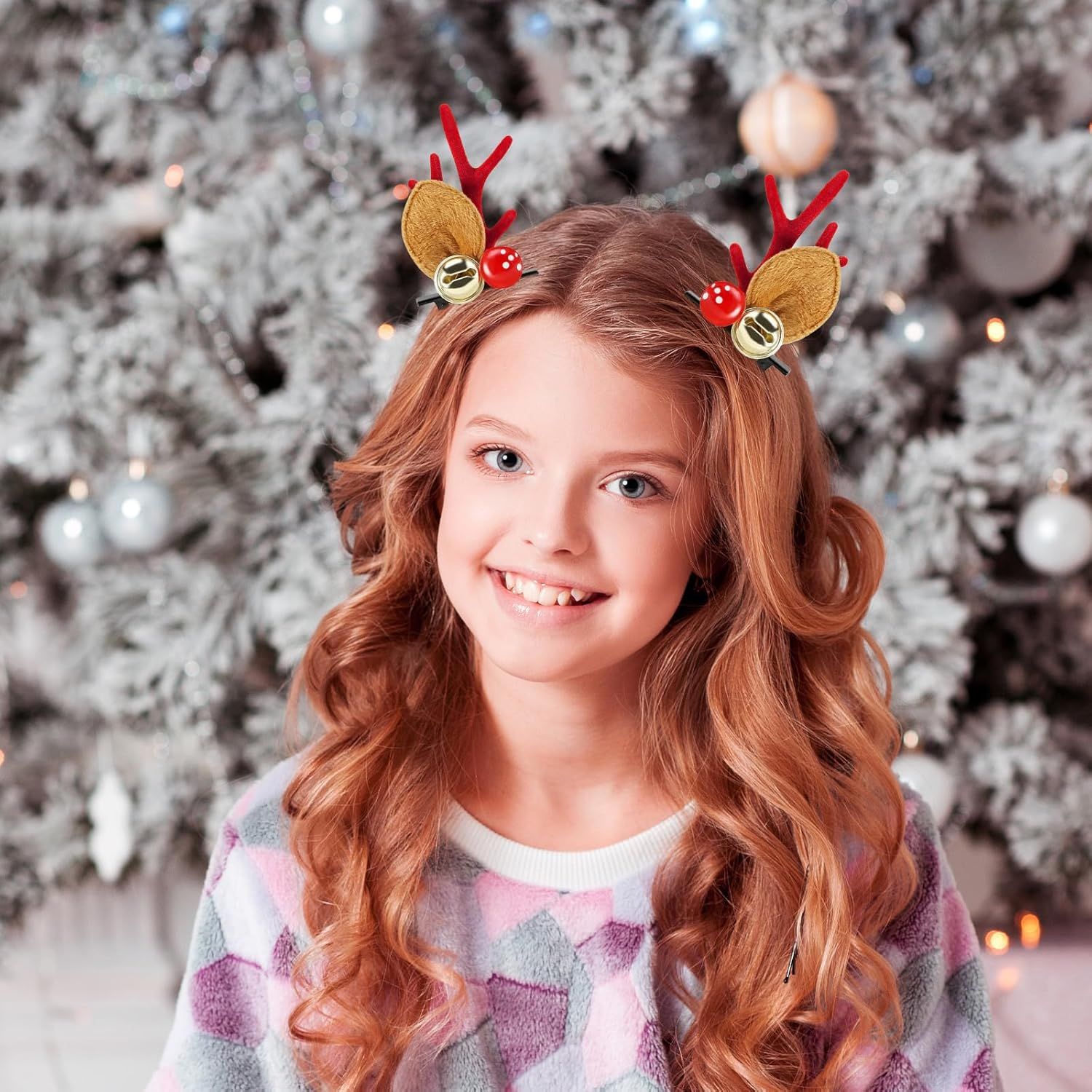 2 Pairs Christmas Reindeer Hair Clips, Christmas Hair Accessories with Antlers, Hair Clip, Christmas Hair Clips, Reindeer, Hair Accessories Christmas for Women, Girls, Children (D) image number 5