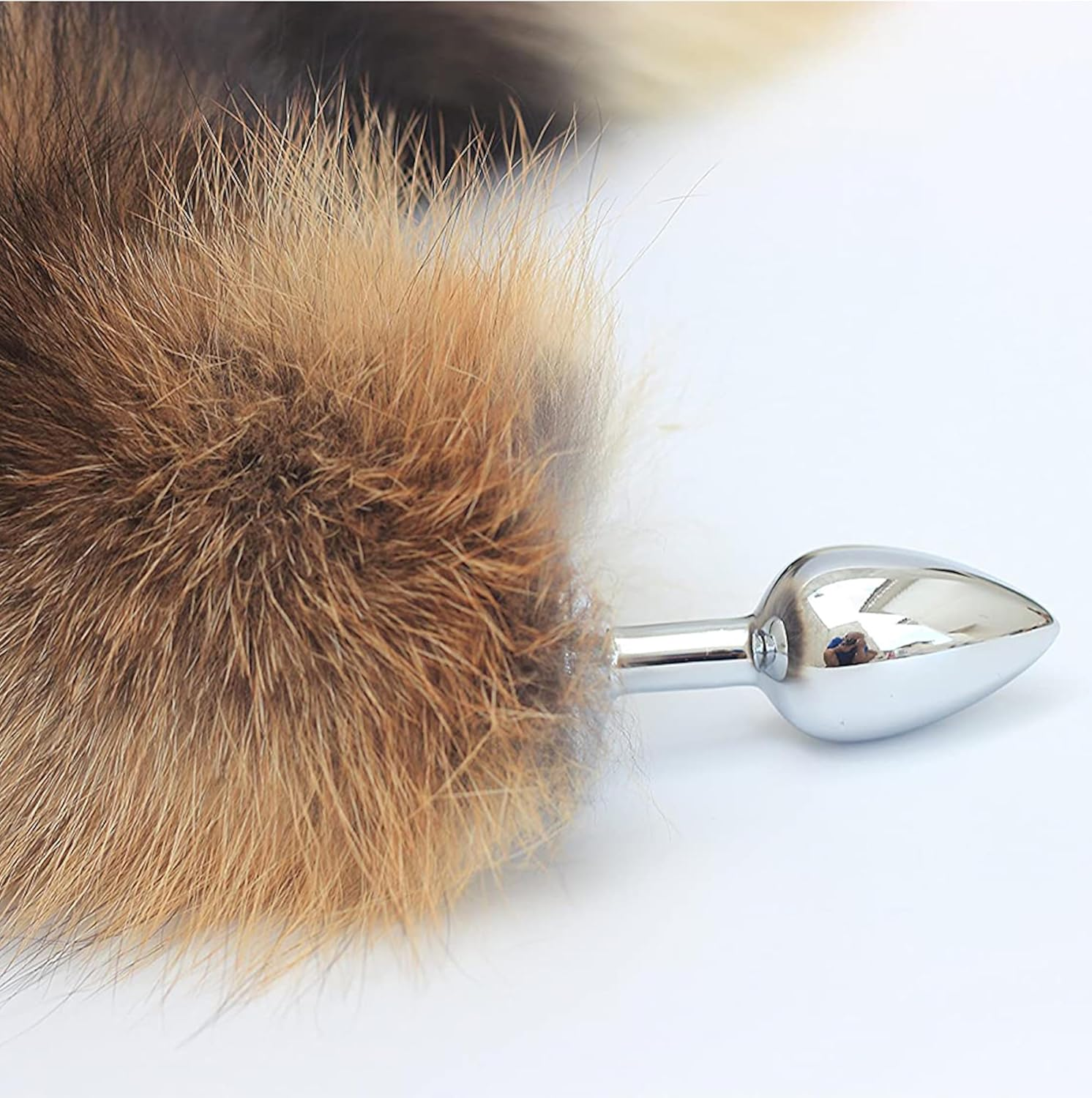 Sexy Fox Tail Cosplay Anal Plug Anal Butt Plug Adult Sex Toys for Women Men Couple Stainless Steel Anal Plug (Brown)