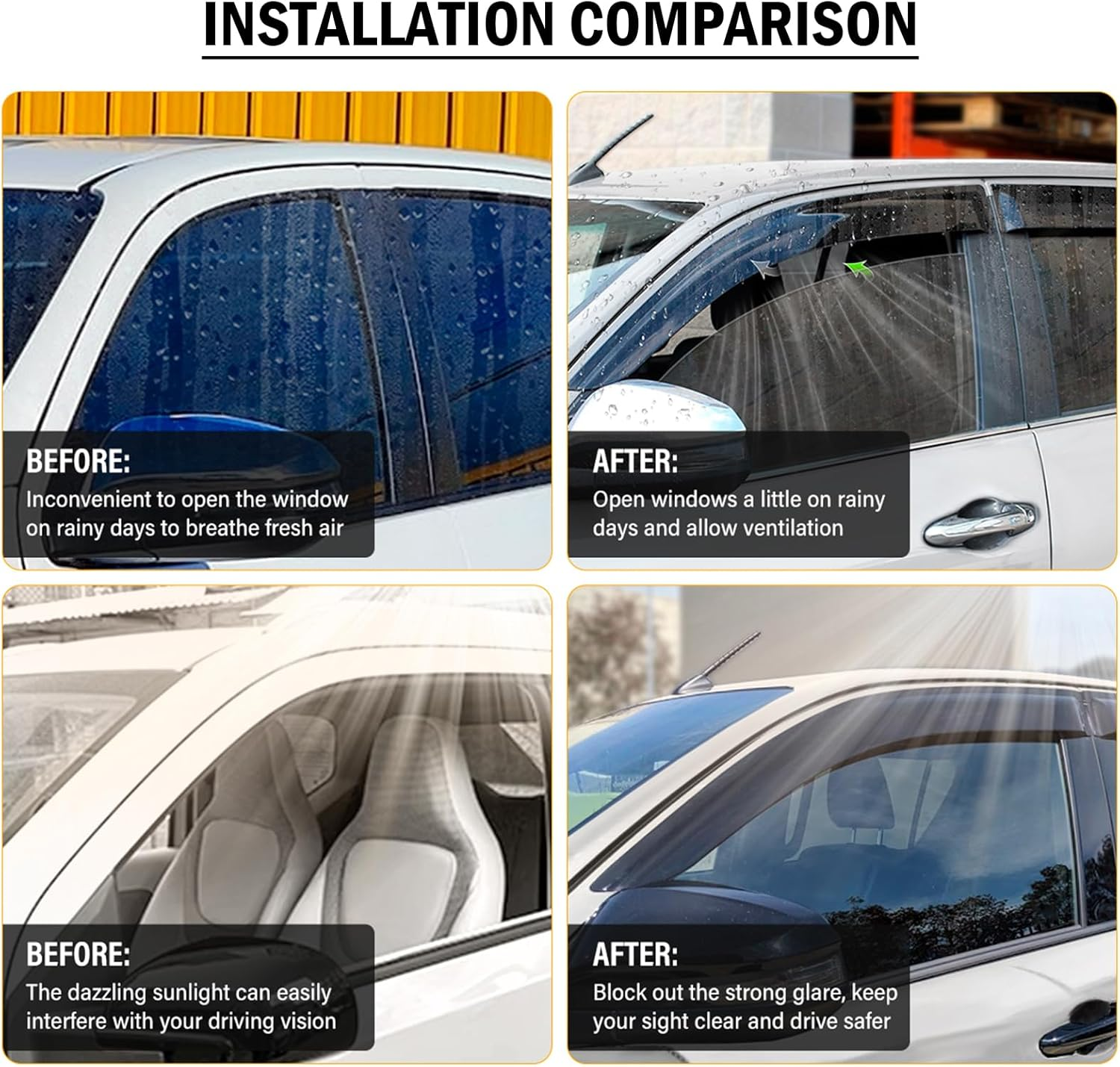 SUERAUTO4X4 for Toyota Hilux Rogue GR Sport Workmate Accessories N80 2015-2025 Dual Cab Weathershields Weather Shield Gurad Wind Deflectors Window Visor Injection Tinted Black, 4PCS image number 1