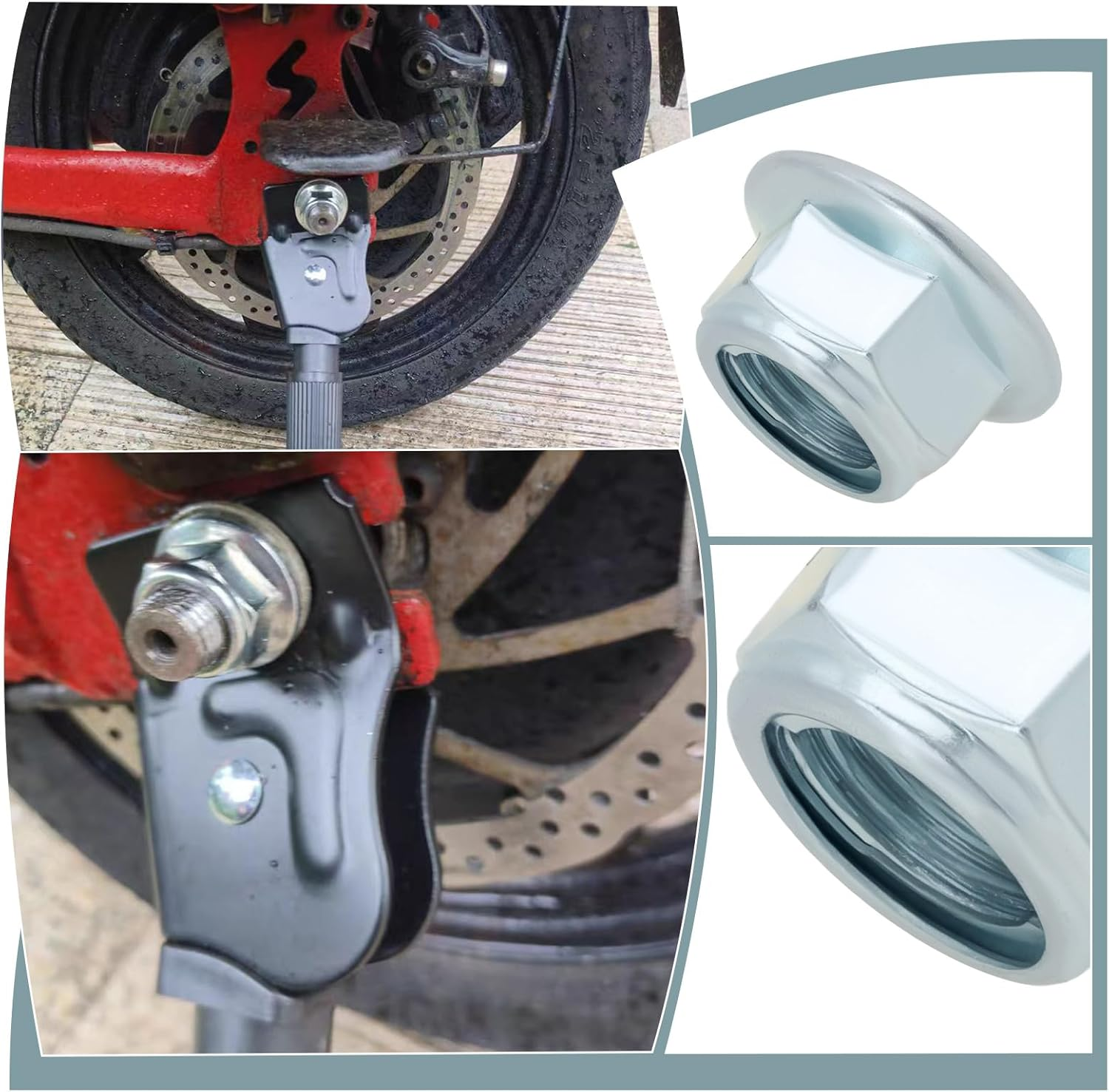 YINETTECH 1Pc M12 Electric Bikes Electric Vehicles Rear Wheel Axle Spindle Metal Nut Rear Wheel Nut Compatible with Sur-Ron Light Bee Silver image number 3