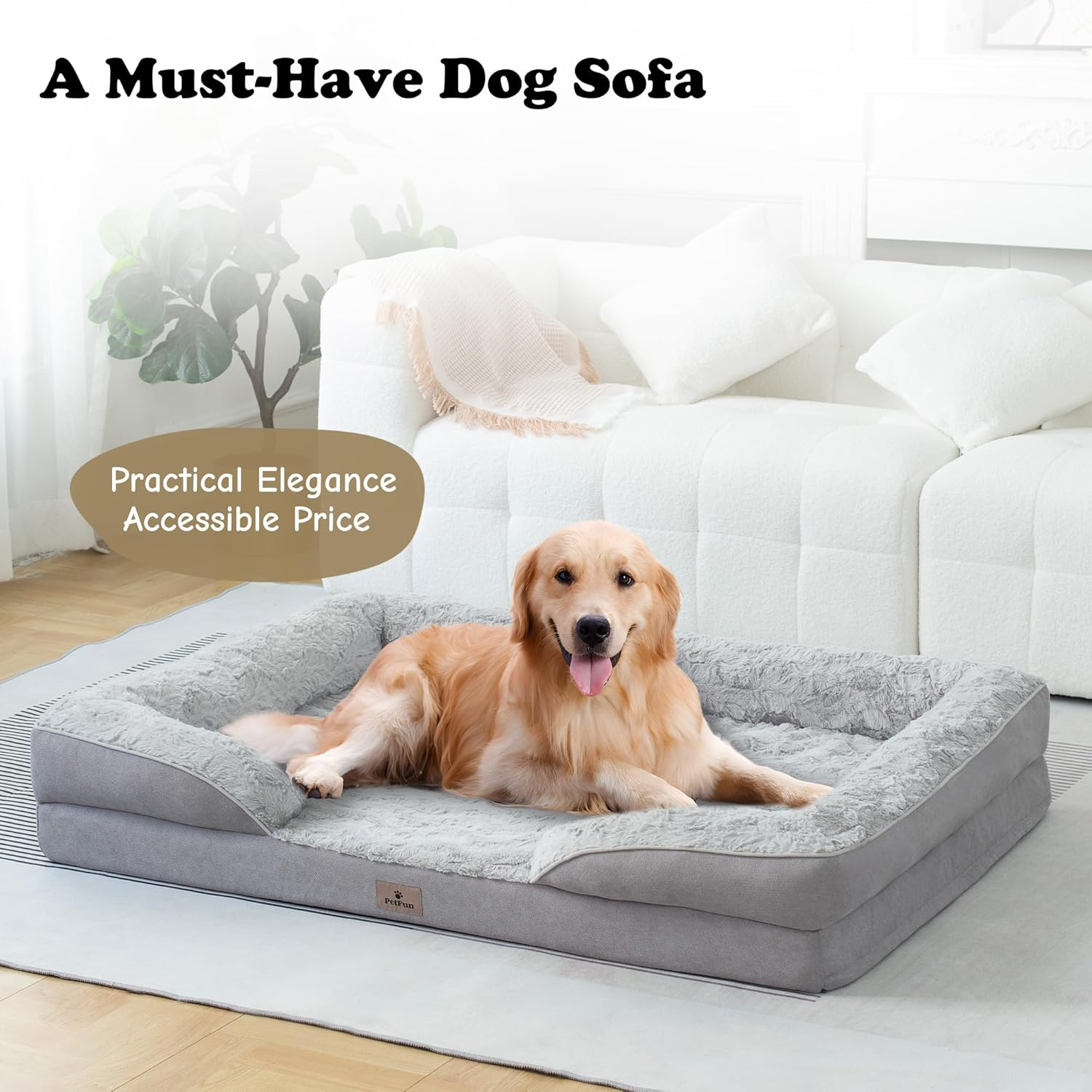 XXL Orthopedic Dog Bed - Washable Dog Sofa Beds for Giant Dogs, Supportive Foam Pet Couch Bed with Removable Washable Cover, Waterproof Lining and Nonskid Bottom image number 2