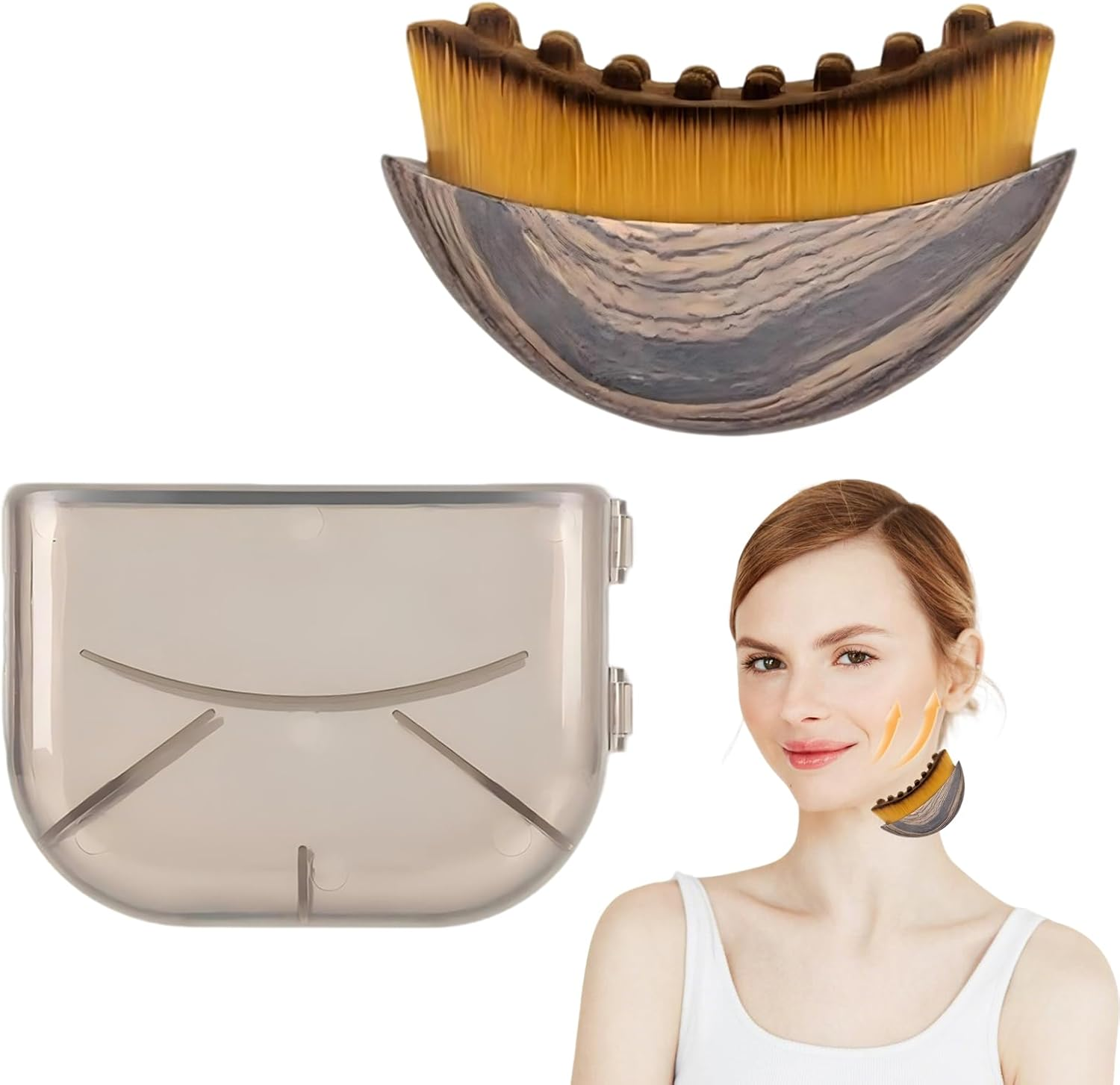 Homiliky Lymphatic Face Brush for Drainage & Sculpting - Facial Massager for Jawline, Double Chin & Puffy Face Relief with Ultra Soft Bristles, Portable Skin Care Tool