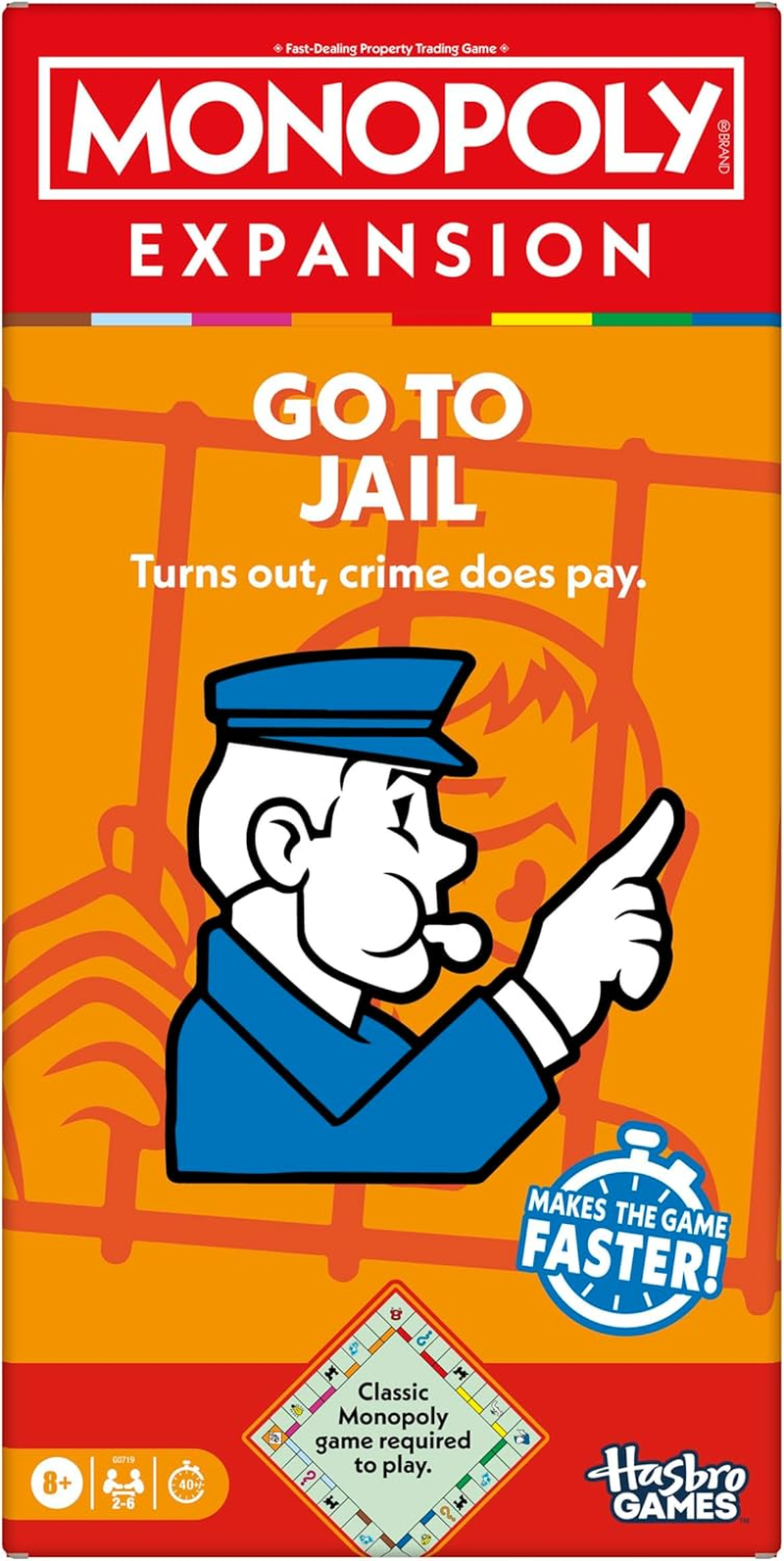 Monopoly Go to Jail Expansion | Add More Fun to Classic Monopoly Game and Play Faster | Ages 8+ | 2-6 Players | 40 Mins. | Family Board Games image number 2