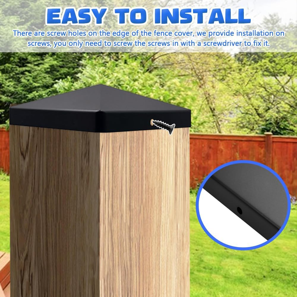 TANCUDER Pack of 10 Post Caps, 10 X 10 Cm, Fence Post Caps, Plastic Fence Post Attachments, Square Fence Post Protection Caps with 20 Screws for Wooden Post Fences and Patio Posts image number 1