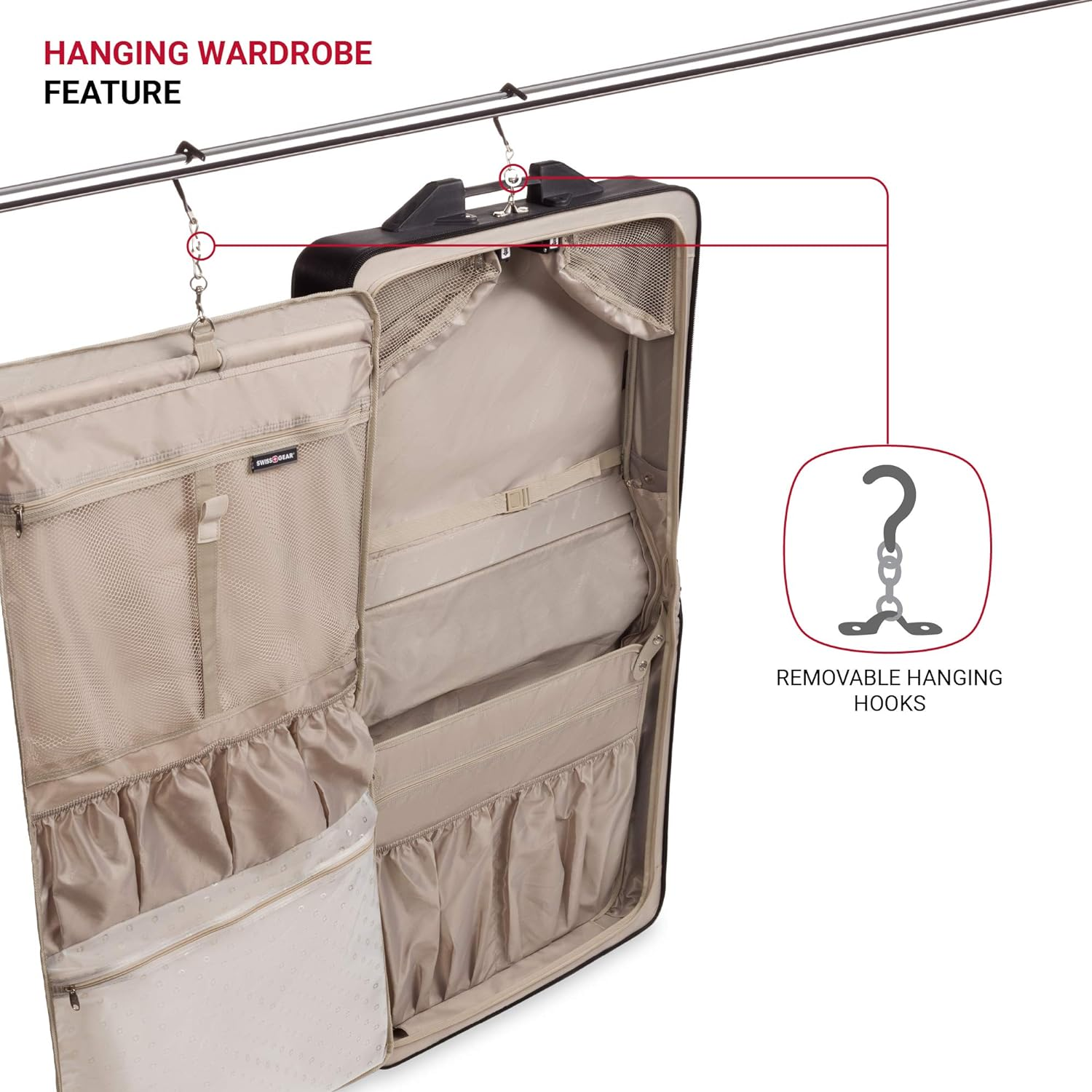 SWISSGEAR Premium Rolling Garment Bag | Bonus Hanging Feature | Men'S and Women'S Carry-On Luggage image number 4