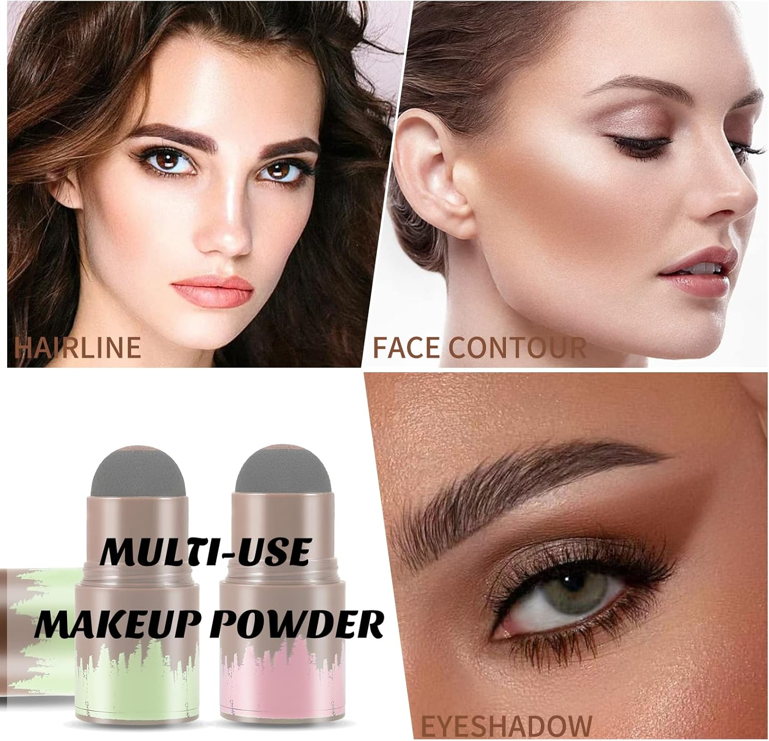 Boobeen Hairline Powder Stick, Hair Color Shadow Powder, Root Touch up for Thinning, Greys Hair, Instantly Cover Up, Multi Contour Concealer Powder - Brown image number 5
