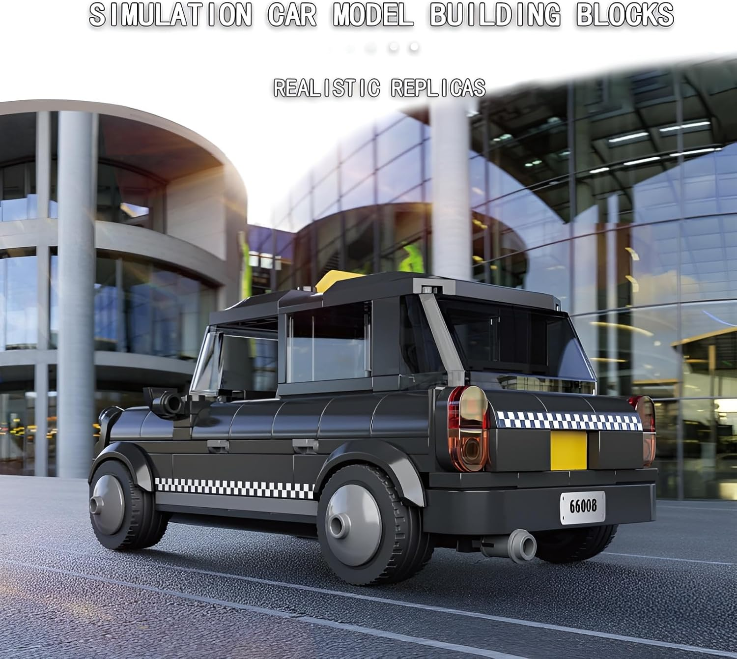 Technik British Taxi Building Blocks Set, 304 Pieces, Retro Taxi Clamping Blocks, Sports Car Toy Kits, Model Car Gift for Adults and Children, Compatible with L image number 3