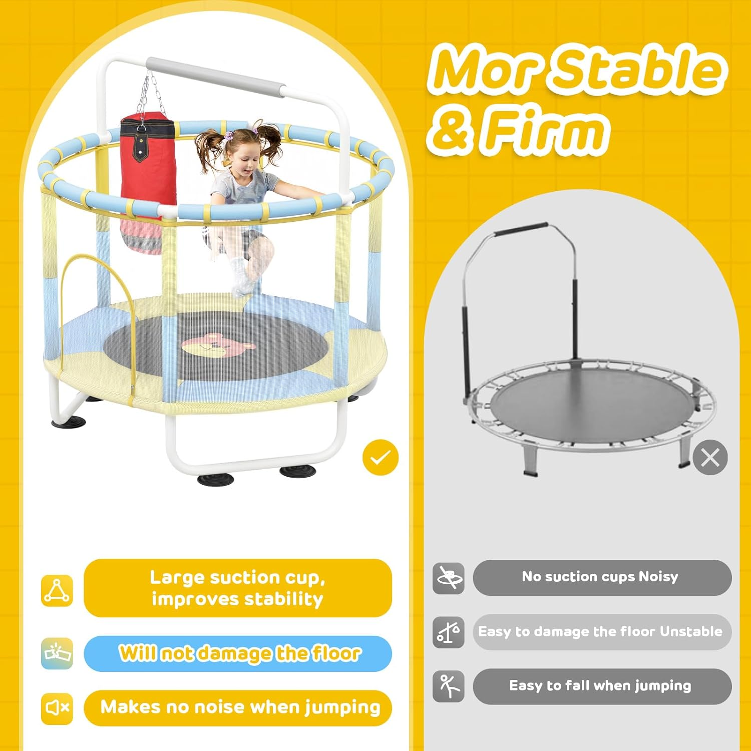 Advwin 4.6FT/10FT Trampoline for Kids Adults, Rebounder round Trampoline W/Enclosure Safety Net, Indoor & Outdoor Children Birthday Gift