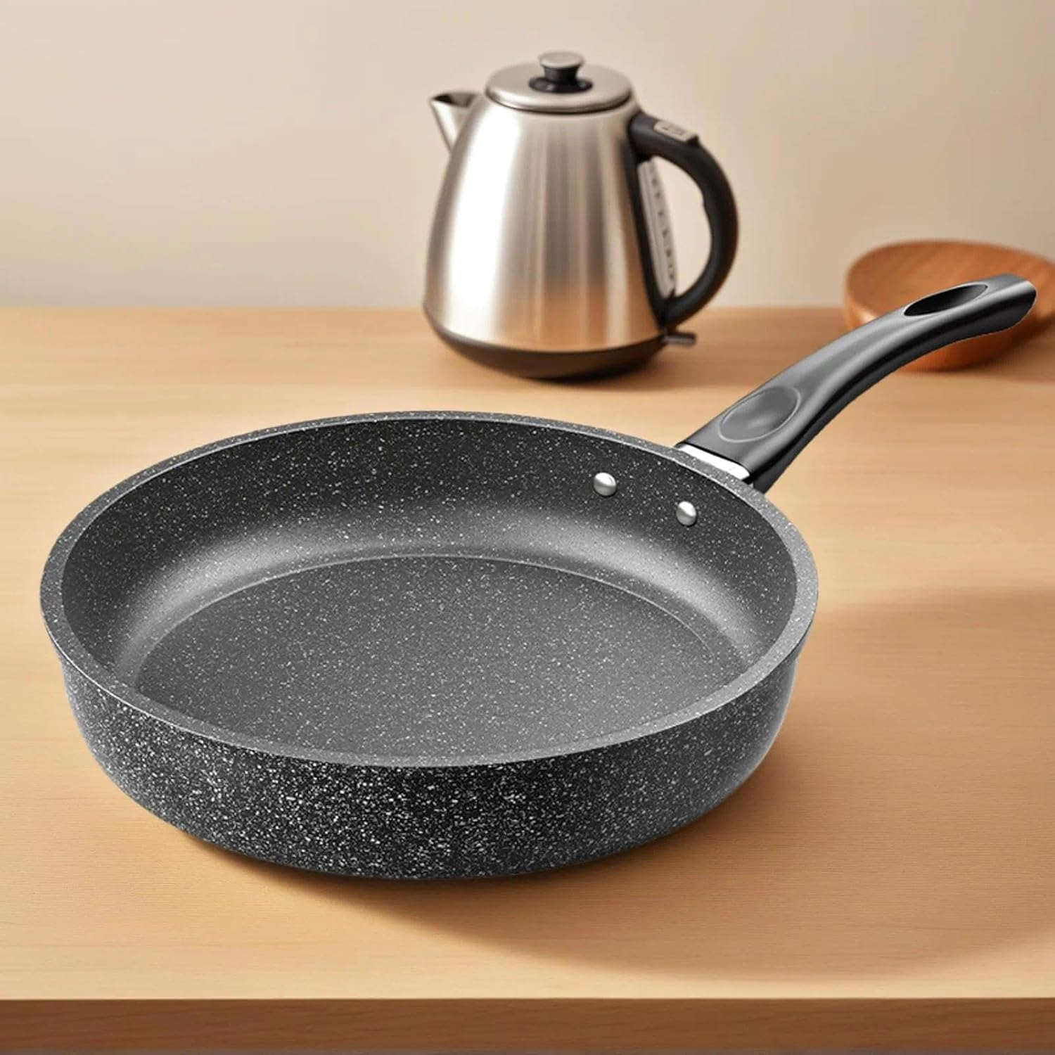 TIRAIN 26Cm Nonstick Frying Pan Skillet with Granite Coating, Healthy Stone Cookware Chef'S Pan with PFOA Free, Heat-Resistant Handle image number 4