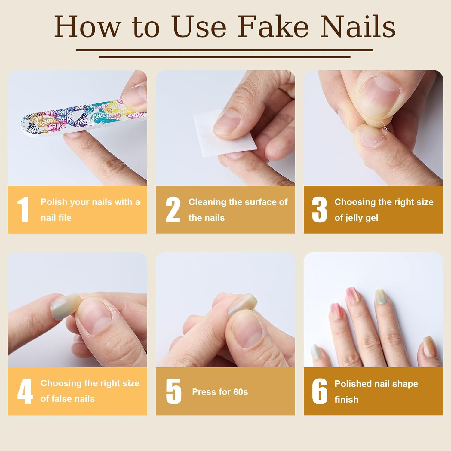 150 Pcs Cat Eye Press on Nails Short 5 Styles round Square Fake Nail Tip Kit Glitter Acrylic Gel False Stick on Manicure DIY Natural for Women Girl - Mixed-4 image number 6