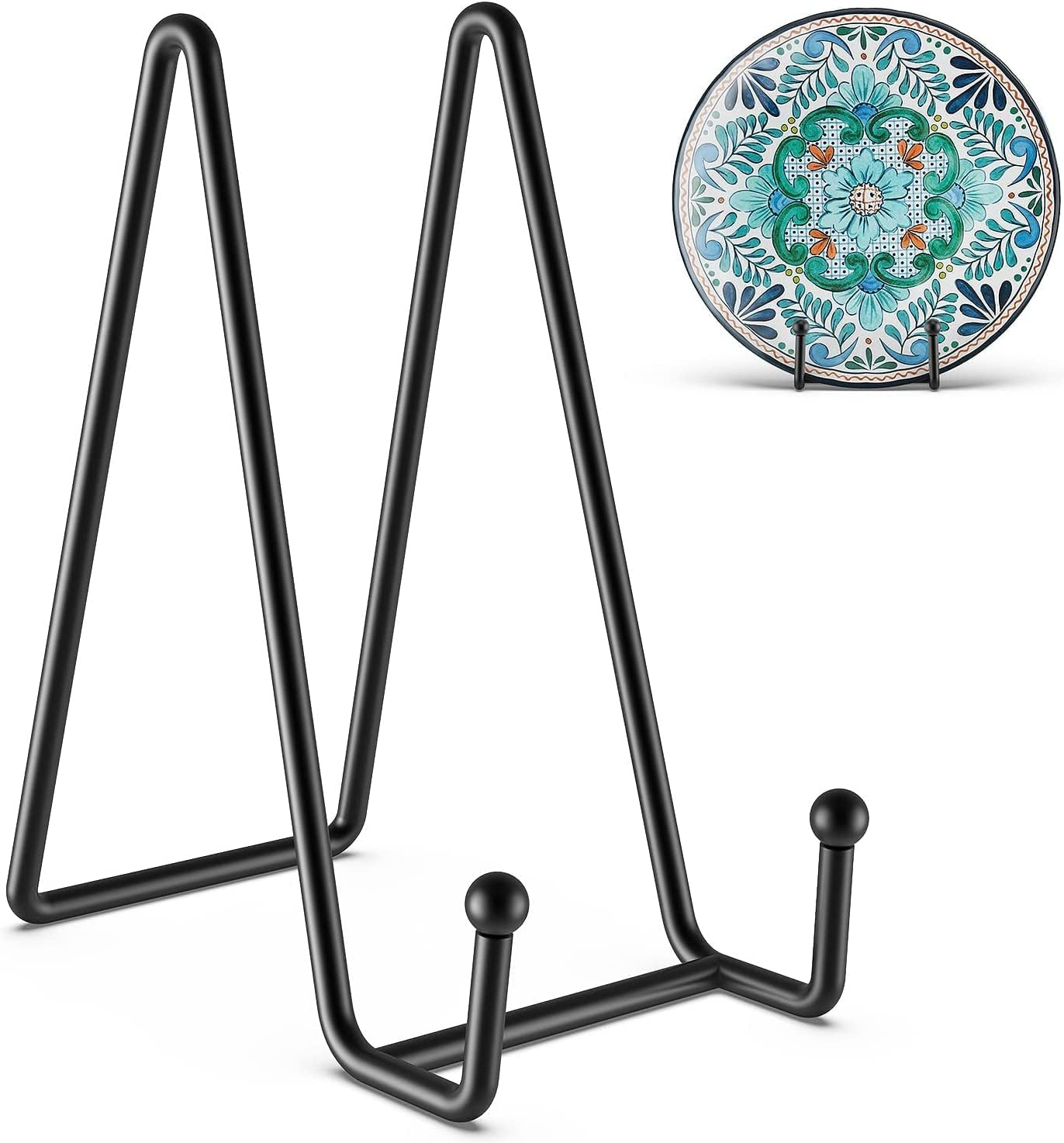 3 Pcs 6'' Plate Stand Display Plate Holder Picture Stand Iron Easel Stand.Book Display Stand Tabletop Art Decorative Trays (Black) - Gold image number 6