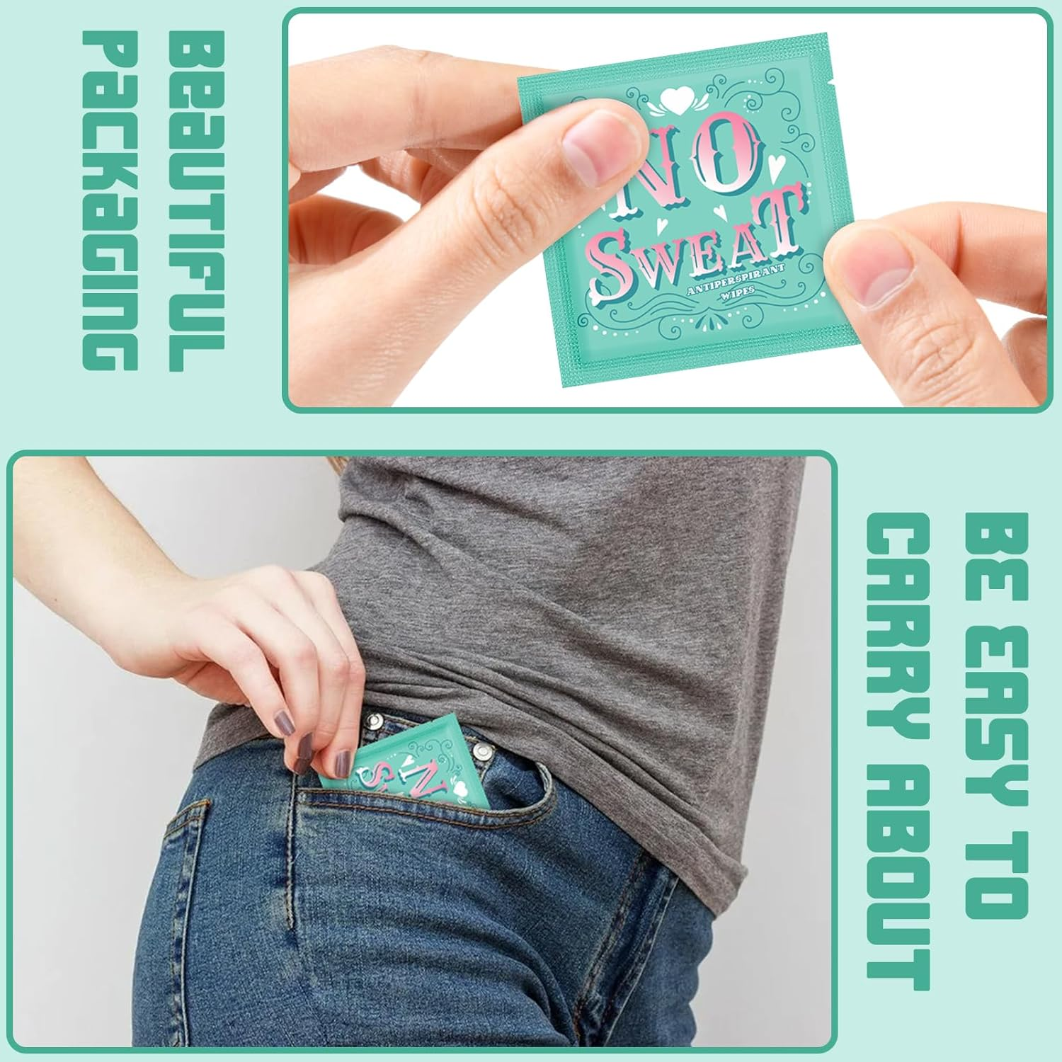 EDTOY Body Wipes 50 Pieces of Antiperspirant Deodorant Wipes and Travel Deodorant Individually Wrap Hypoallergenic Mini Deodorant Underarm Sweating and Travel to Clean Skin for Female Male Teenagers (50) image number 1