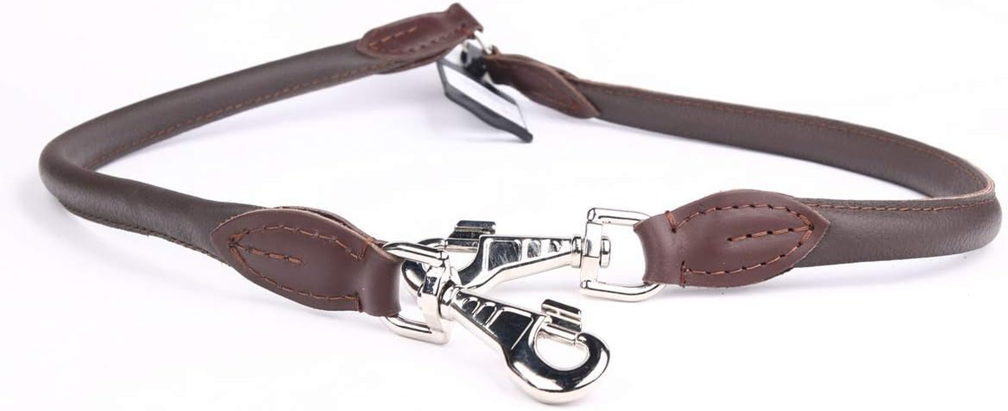 HOGACA 387 Coupling Lead Splitter Real Leather on 2 Dogs Diameter 12 Mm / 40 Cm Brown image number 2