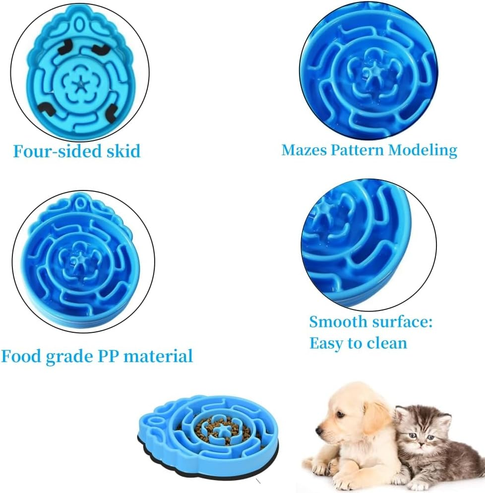 Dog Bowls Slow Feeder, Dog/Cat Puzzle Bloat Stop to Slow down Eating,Dog Dishes,Large Medium Small Breed & Puppy Dog No Choking Slow Feeder Bowl,Dog Food Water Bowl with Blue Water Drop Pattern image number 6