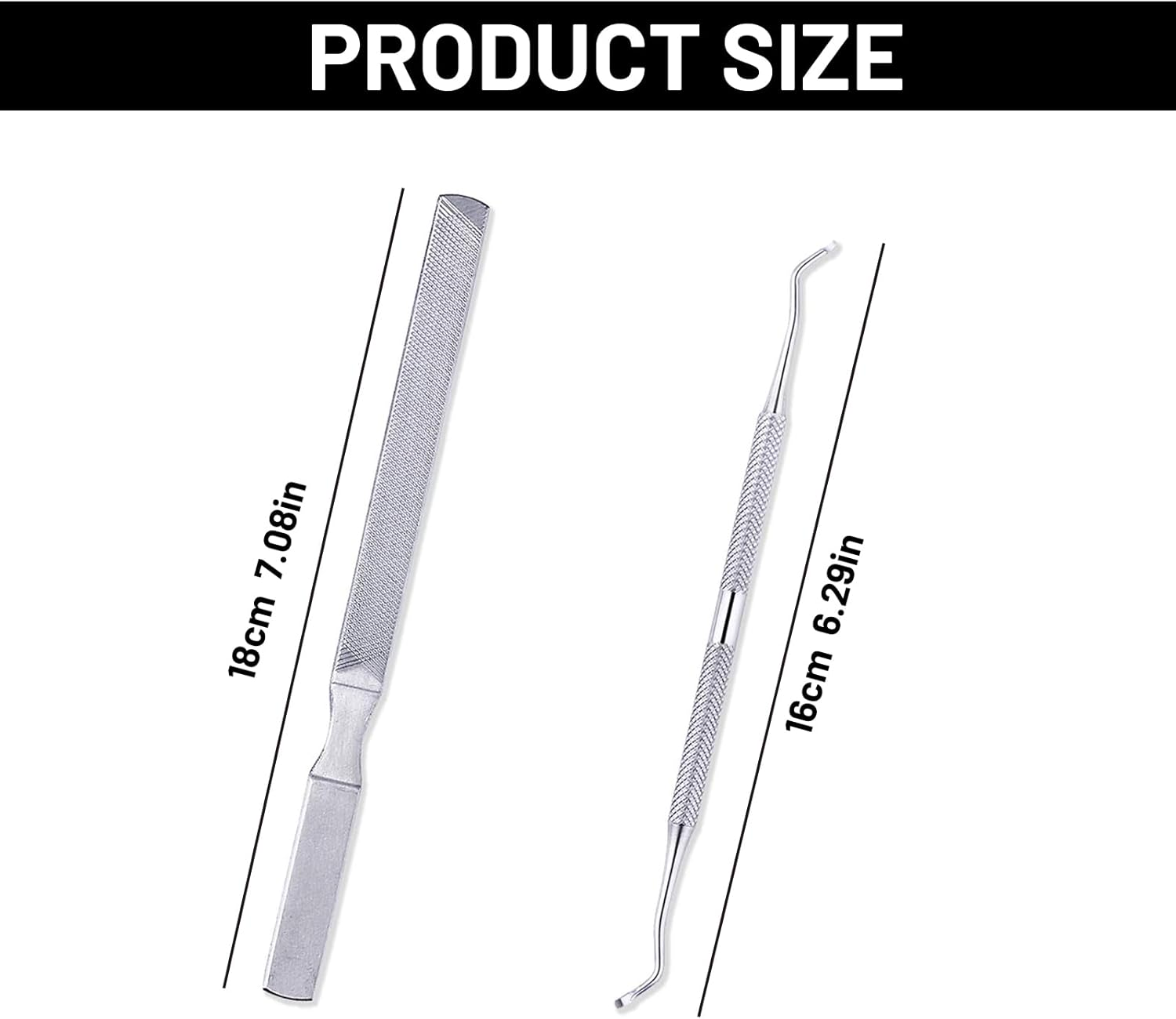 2PCS Toe Nail Files for Fungal Thick Nails,Long Steel Nail File for Onychomycosis, Fungal & Ingrown Nails &ndash; Dual-Ended Toenail Lifter,Nail Tools for Men & Women'S image number 1
