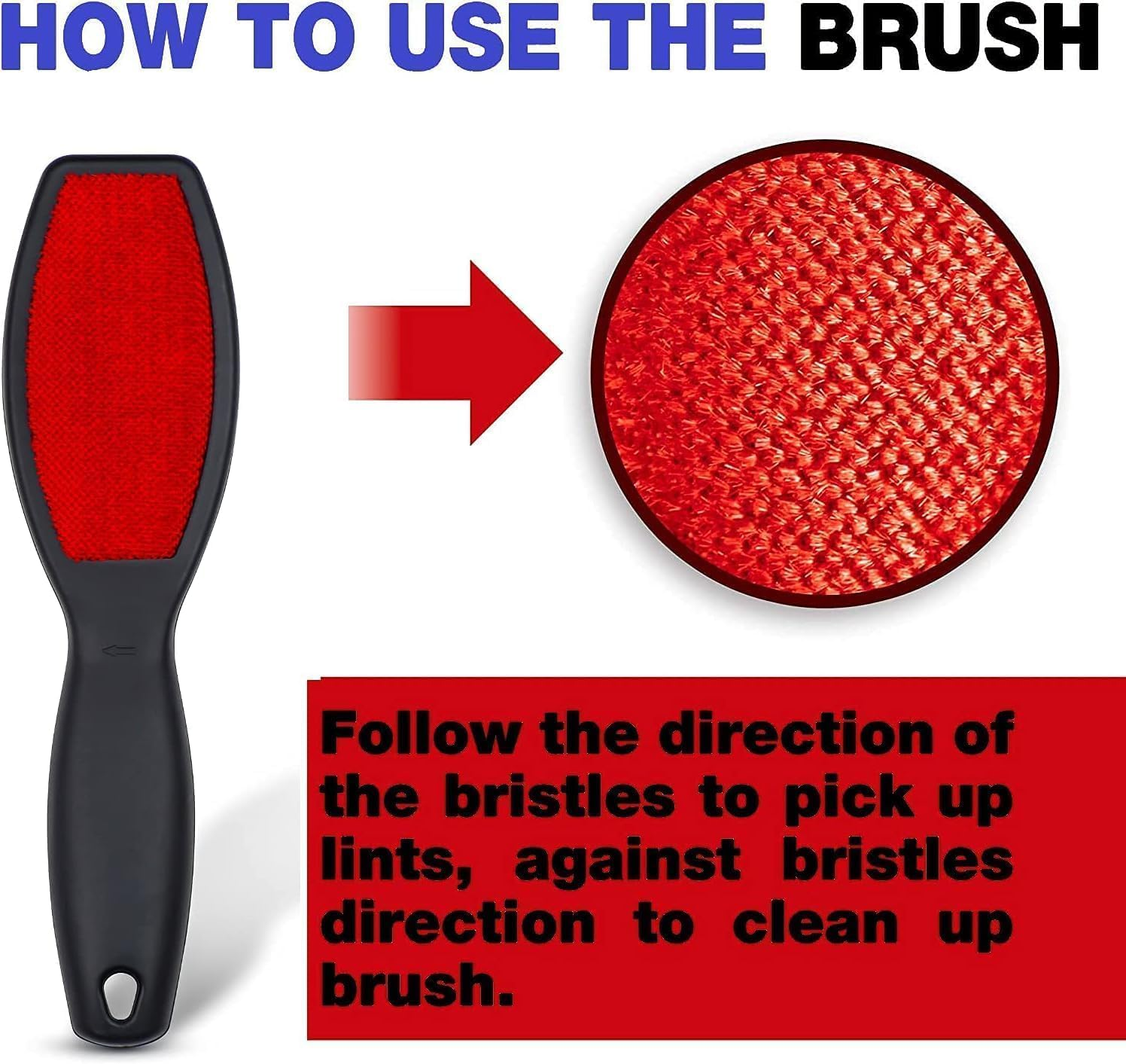 Double Sided Lint Pick-Up Brush for Pet Hair & Dust Remover &ndash; Two- Sided Lint Black Brush for Furniture, Clothes, Car Seats &ndash; Reusable Pet Hair Remover Tool for Dog & Cat Hair, Remove Brushes (2PCS) image number 1