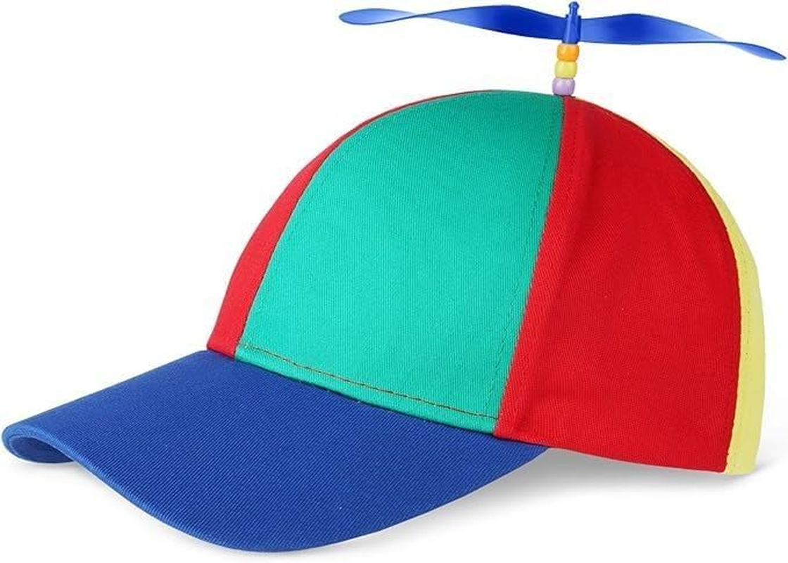 Propeller Hat, Adult Fun Fisherman Hat with Propeller, Colorful Patchwork Rainbow Baseball Cap, Summer Sun Protection Sun Hat Propeller Outdoor Hat, Suitable for Masquerade Gifts image number 3