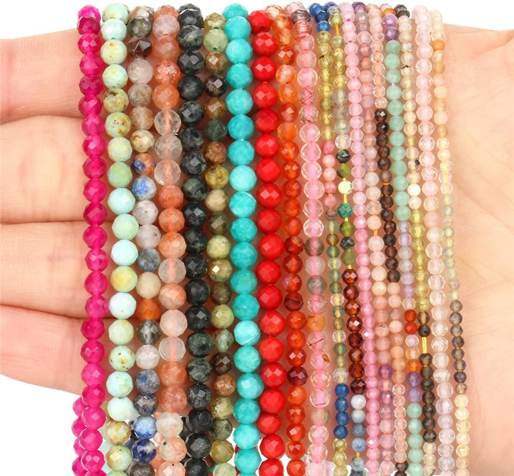 Natural Stone Faceted Small Waist Bead Tiny Loose Spacer Bead for Jewelry DIY Making Bracelets image number 1