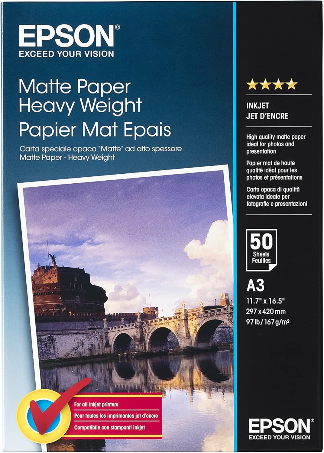 Epson C13S041261 A3 Matte Heavyweight Paper - Matt Heavy