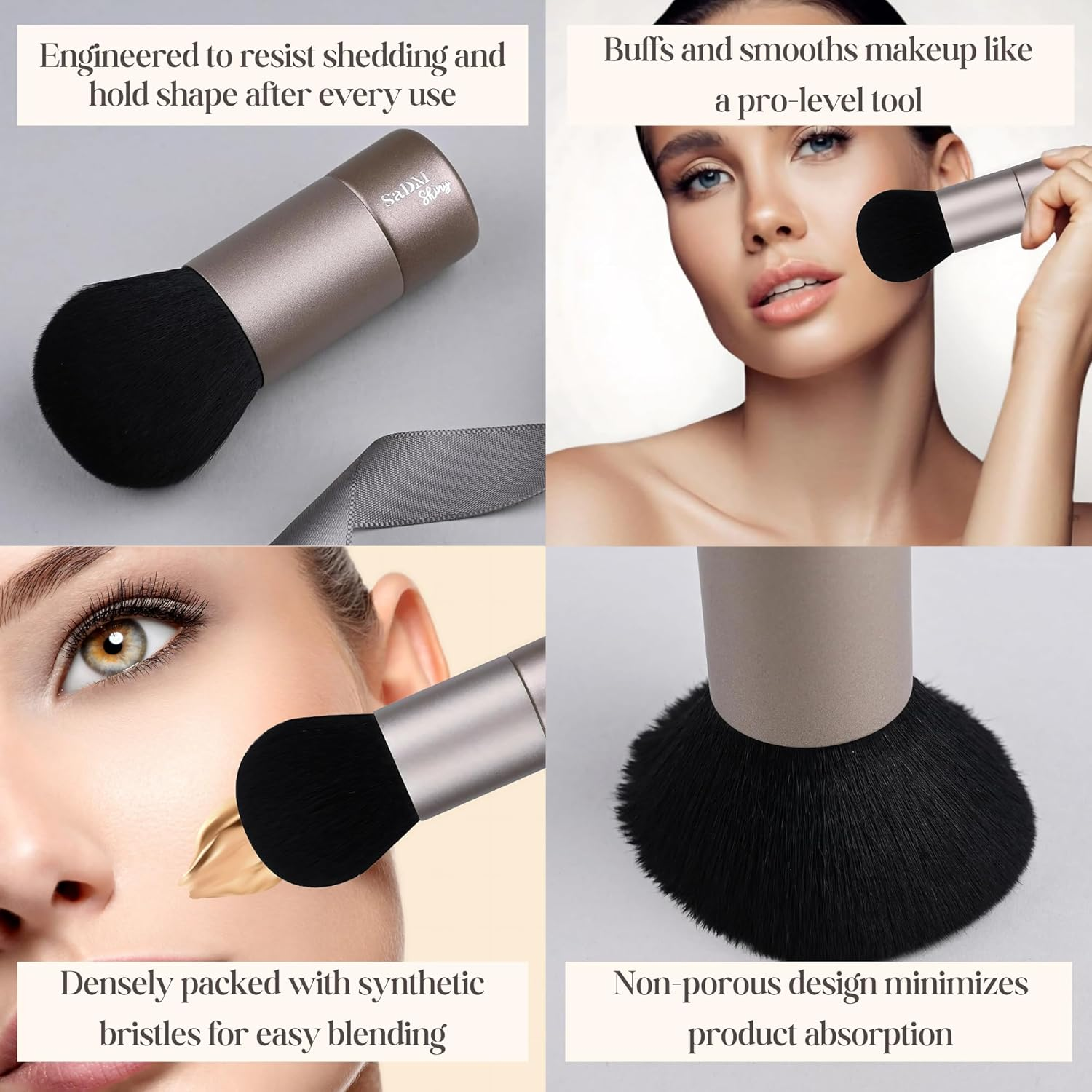 Kabuki Makeup Brush - Blender Brush for Powder, Cream, Liquid Foundation & Blush Blending - Professional Make up Brush - Full Face Makeup Brush - Vegan & Cruelty Free image number 2