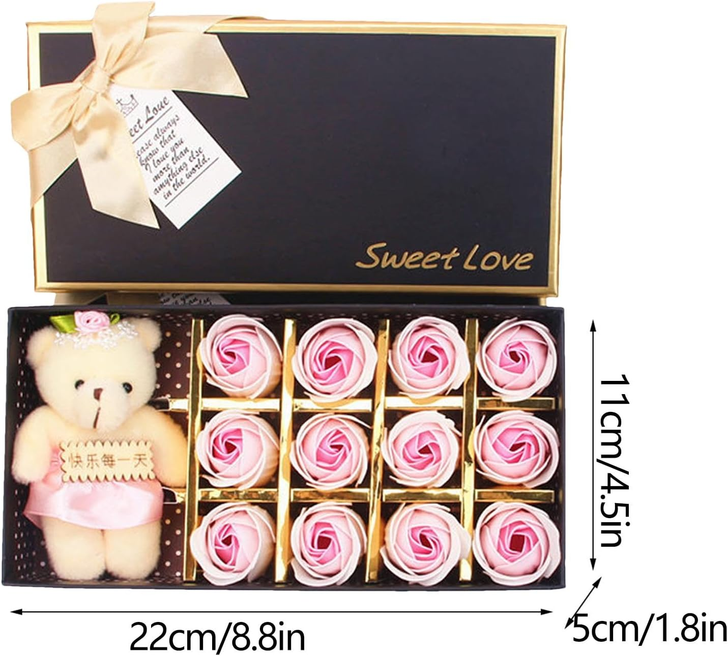 Misaakoeq Floral Scented Bath Soapbar Flower Petals | 12 Petals Shaped Soapbar with Bear Doll | Romantic Cute Soapbar for Women Teens Girls Mom - White Powder image number 5