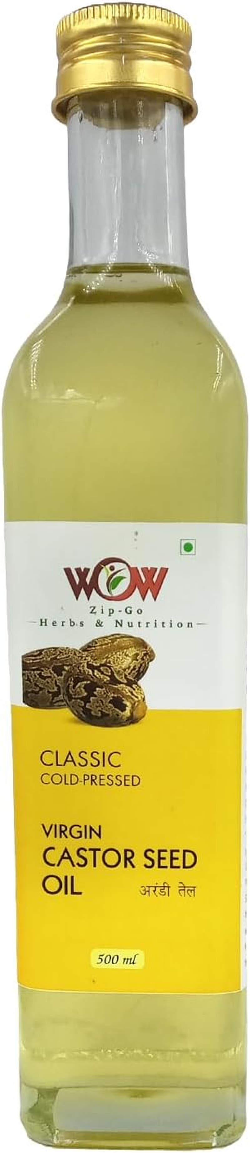 WOW ZIP - GO HERBS & NUTRITION 100% Pure Natural Organic Castor Seed Oil (Arandi Oil) 500 Ml Bottle. image number 1