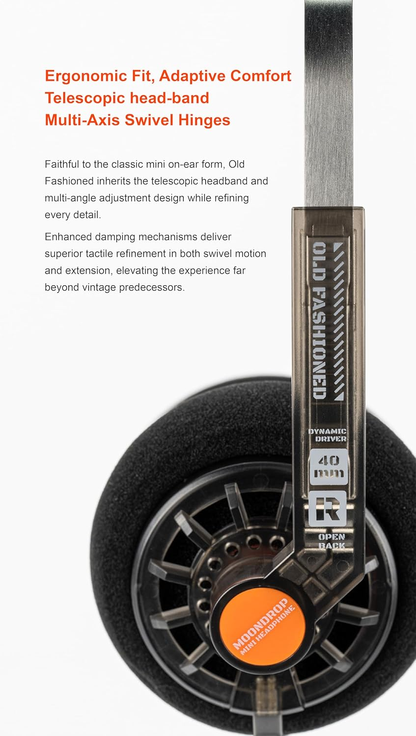 Moondrop Old Fashioned 40Mm On-Ear Headphone with 0.78Mm 2Pin Cable 3.5Mm Plug image number 1